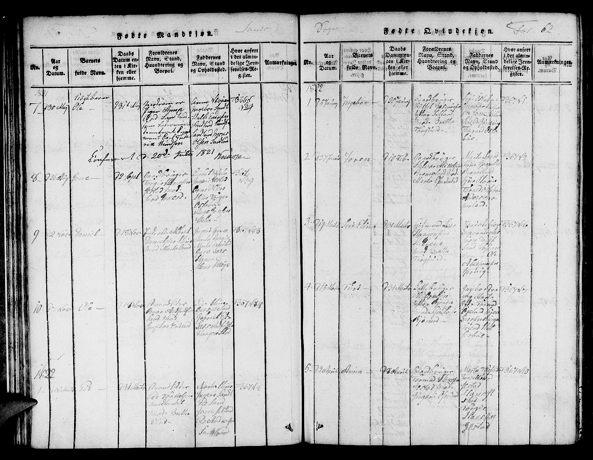 Jelsa sokneprestkontor, SAST/A-101842/01/V: Parish register (copy) no. B 1 /2, 1816-1828, p. 62