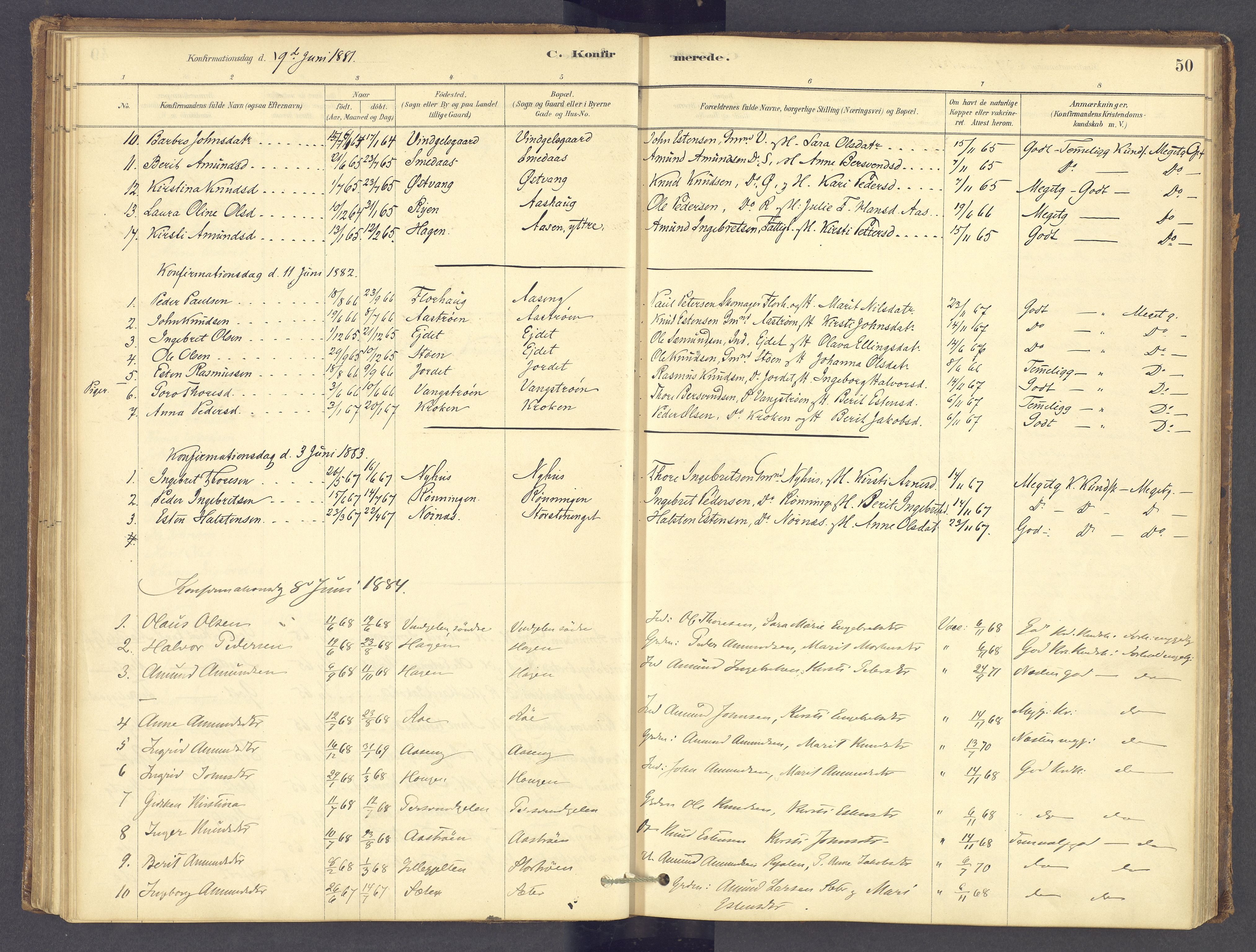 Tolga prestekontor, SAH/PREST-062/K/L0012: Parish register (official) no. 12, 1877-1925, p. 50