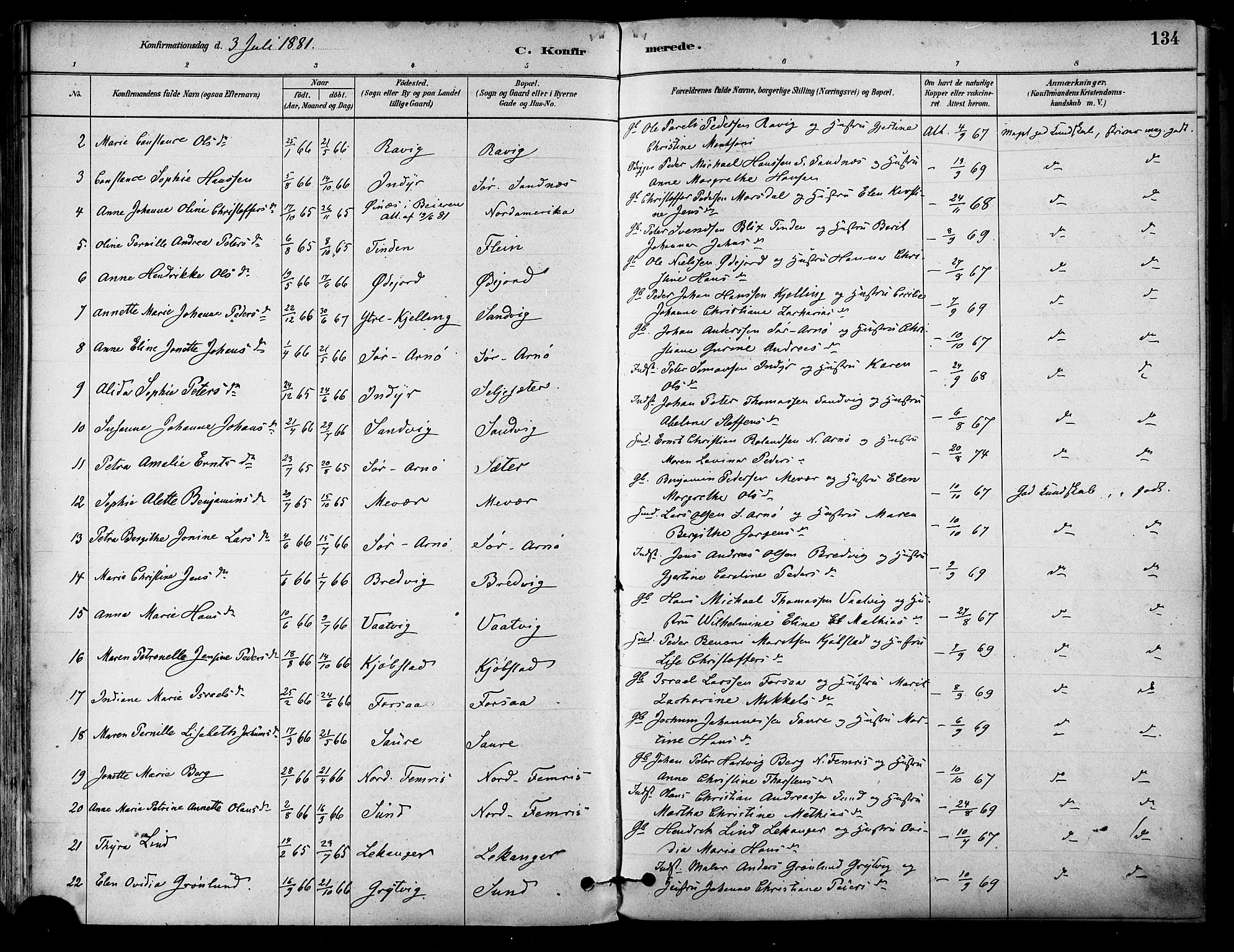 Ministerialprotokoller, klokkerbøker og fødselsregistre - Nordland, AV/SAT-A-1459/805/L0099: Parish register (official) no. 805A06, 1880-1891, p. 134