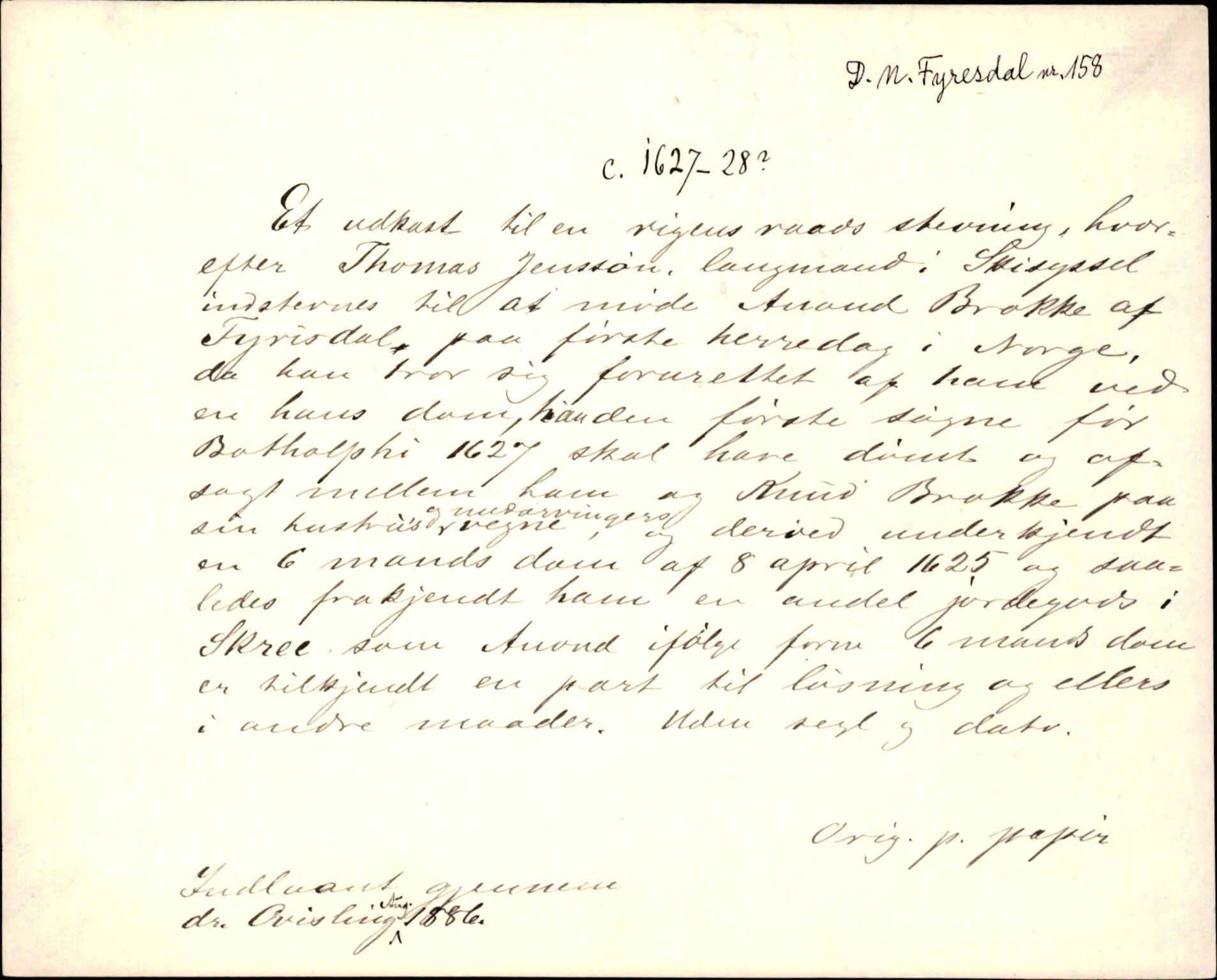 Riksarkivets diplomsamling, AV/RA-EA-5965/F35/F35d/L0003: Innlånte diplomer, seddelregister, 1621-1642, p. 229