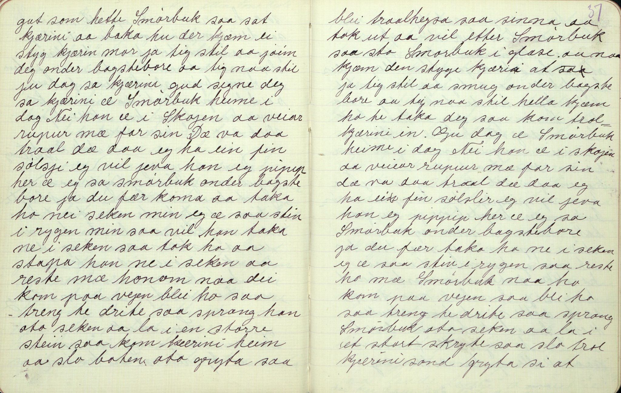 Rikard Berge, TEMU/TGM-A-1003/F/L0006/0009: 201-250 / 208 Oppskrifter av Gunhild Kivle, Seljord. Gurisilla ho sat uti veven saa fin..., 1910, p. 36-37