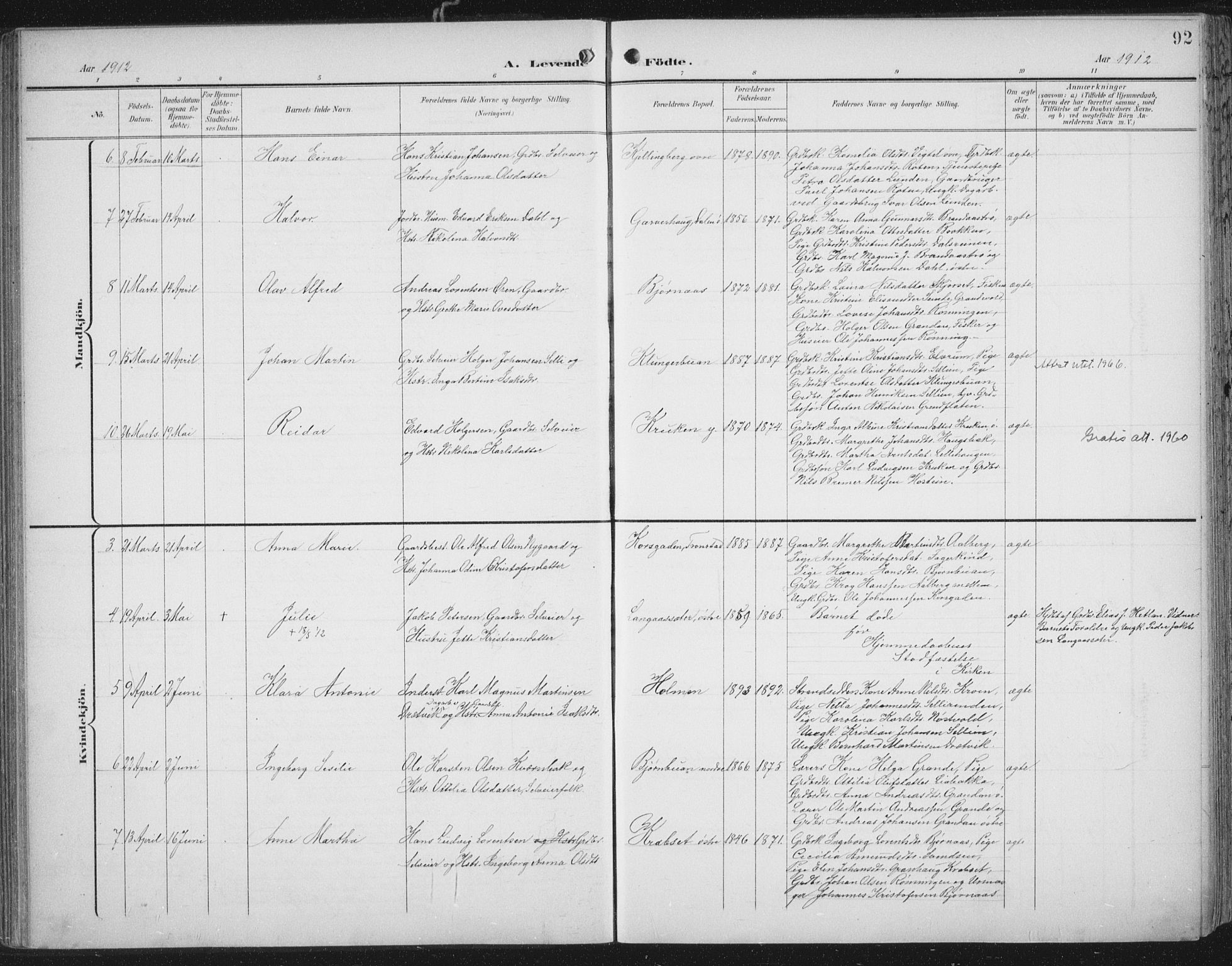 Ministerialprotokoller, klokkerbøker og fødselsregistre - Nord-Trøndelag, SAT/A-1458/701/L0011: Parish register (official) no. 701A11, 1899-1915, p. 92
