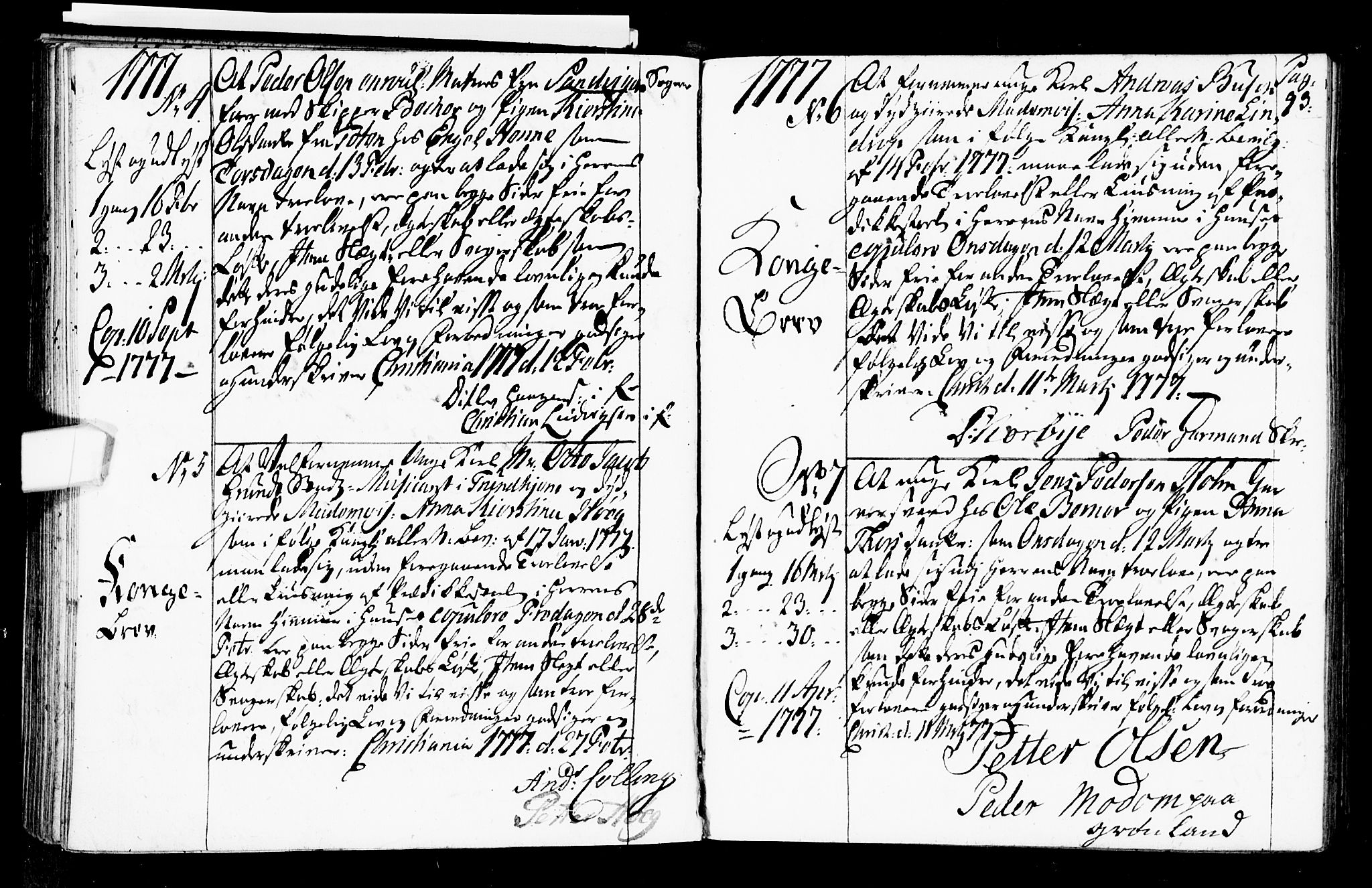 Oslo domkirke Kirkebøker, SAO/A-10752/L/La/L0009: Best man's statements no. 9, 1770-1784, p. 93