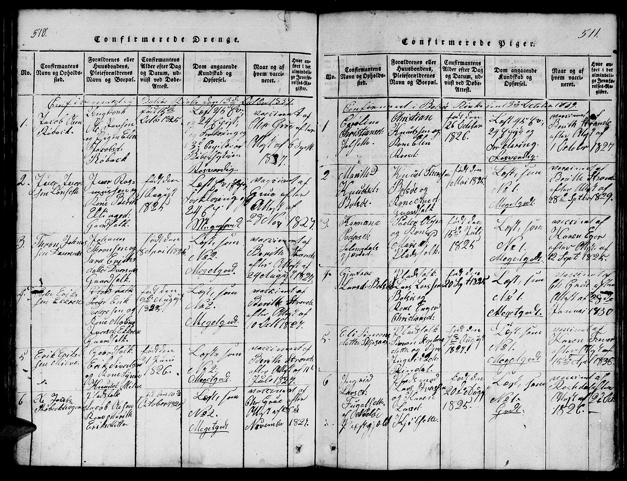 Ministerialprotokoller, klokkerbøker og fødselsregistre - Møre og Romsdal, AV/SAT-A-1454/555/L0665: Parish register (copy) no. 555C01, 1818-1868, p. 510-511