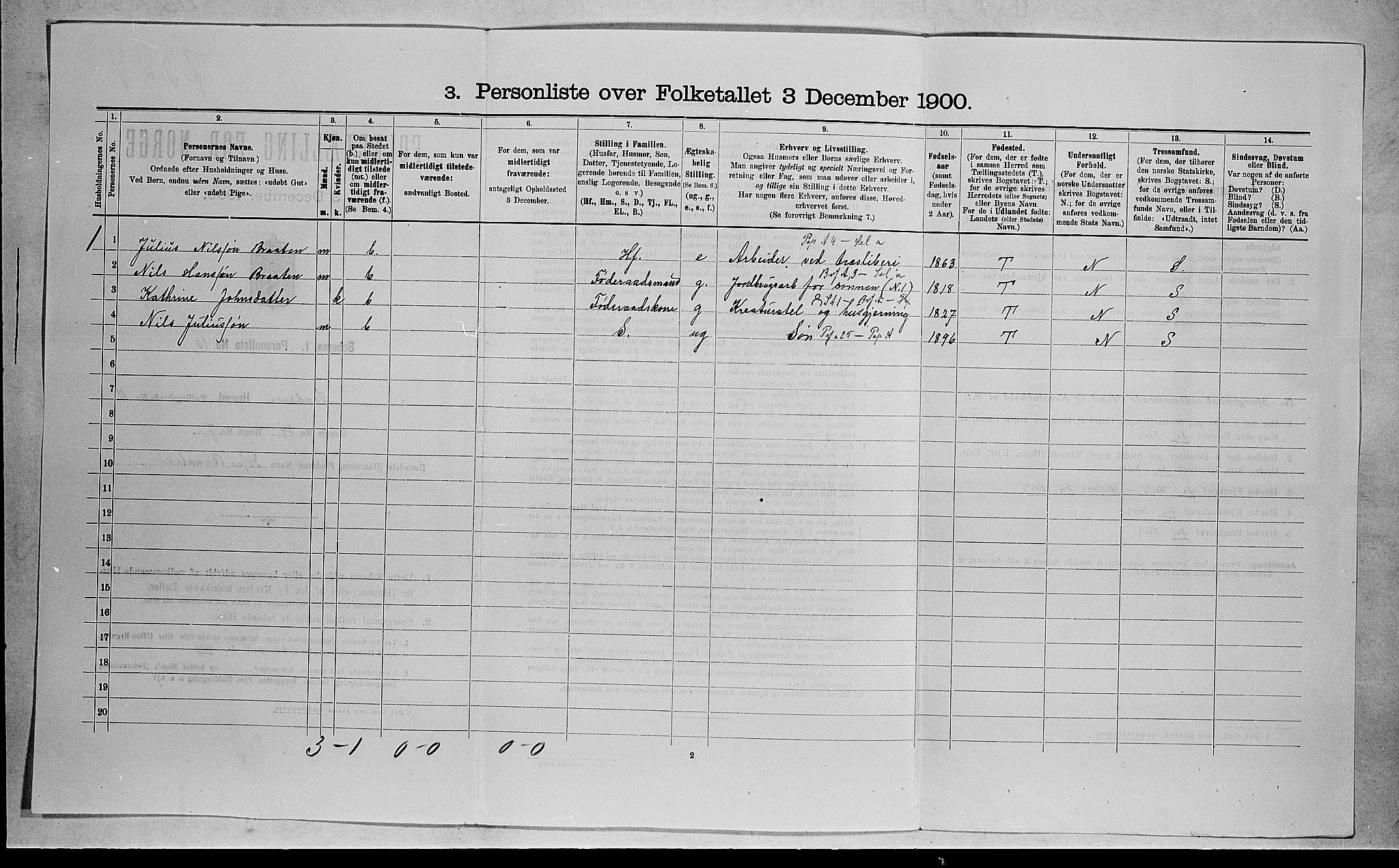 RA, 1900 census for Sandsvær, 1900, p. 1546