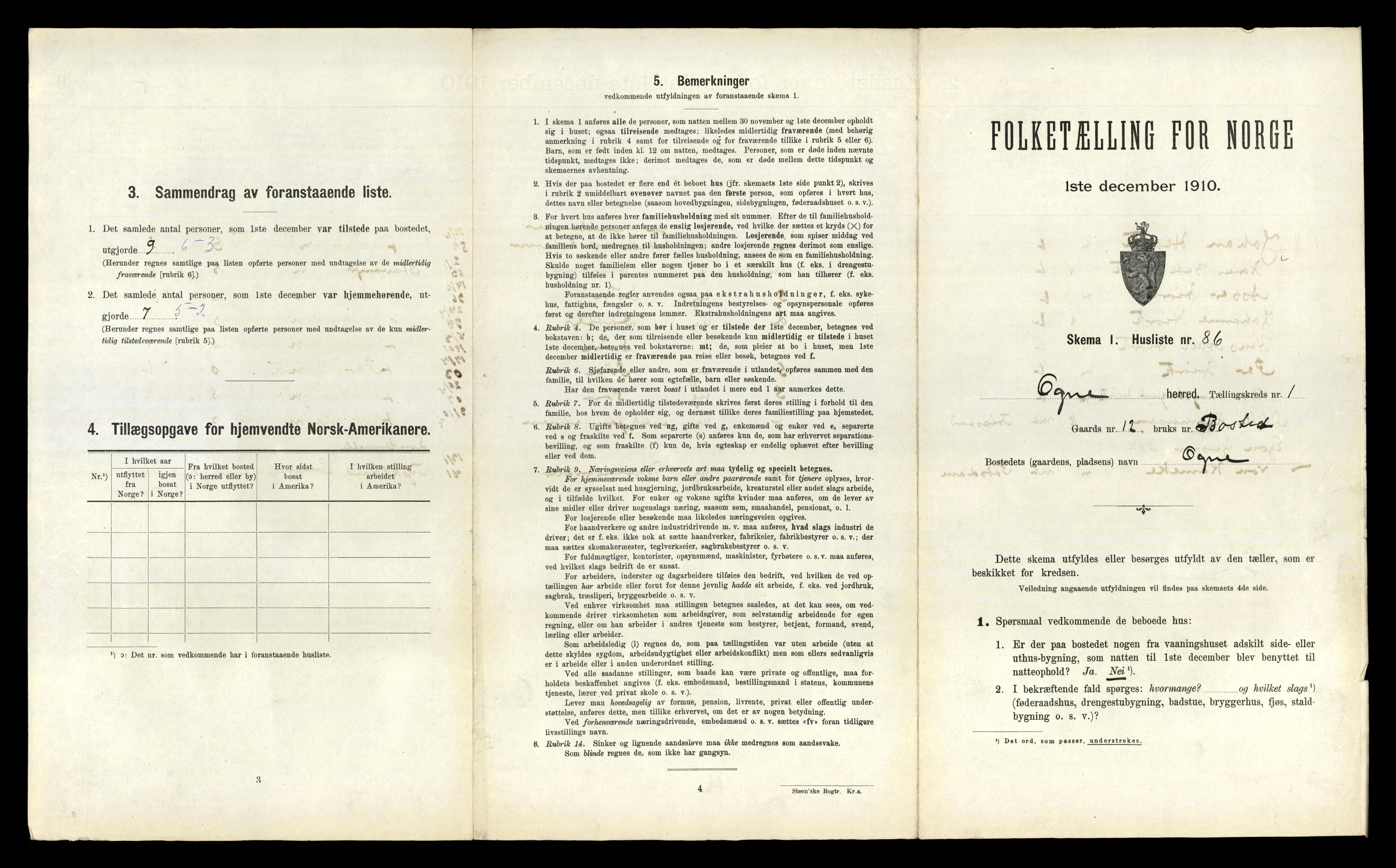 RA, 1910 census for Ogna, 1910, p. 187