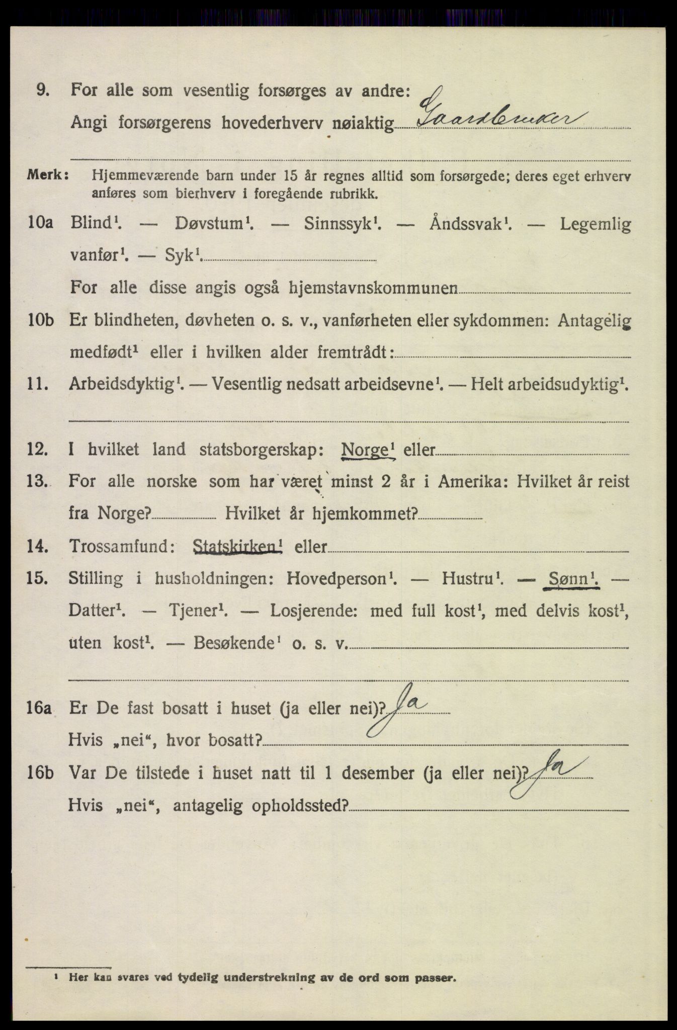 SAH, 1920 census for Tolga, 1920, p. 2598