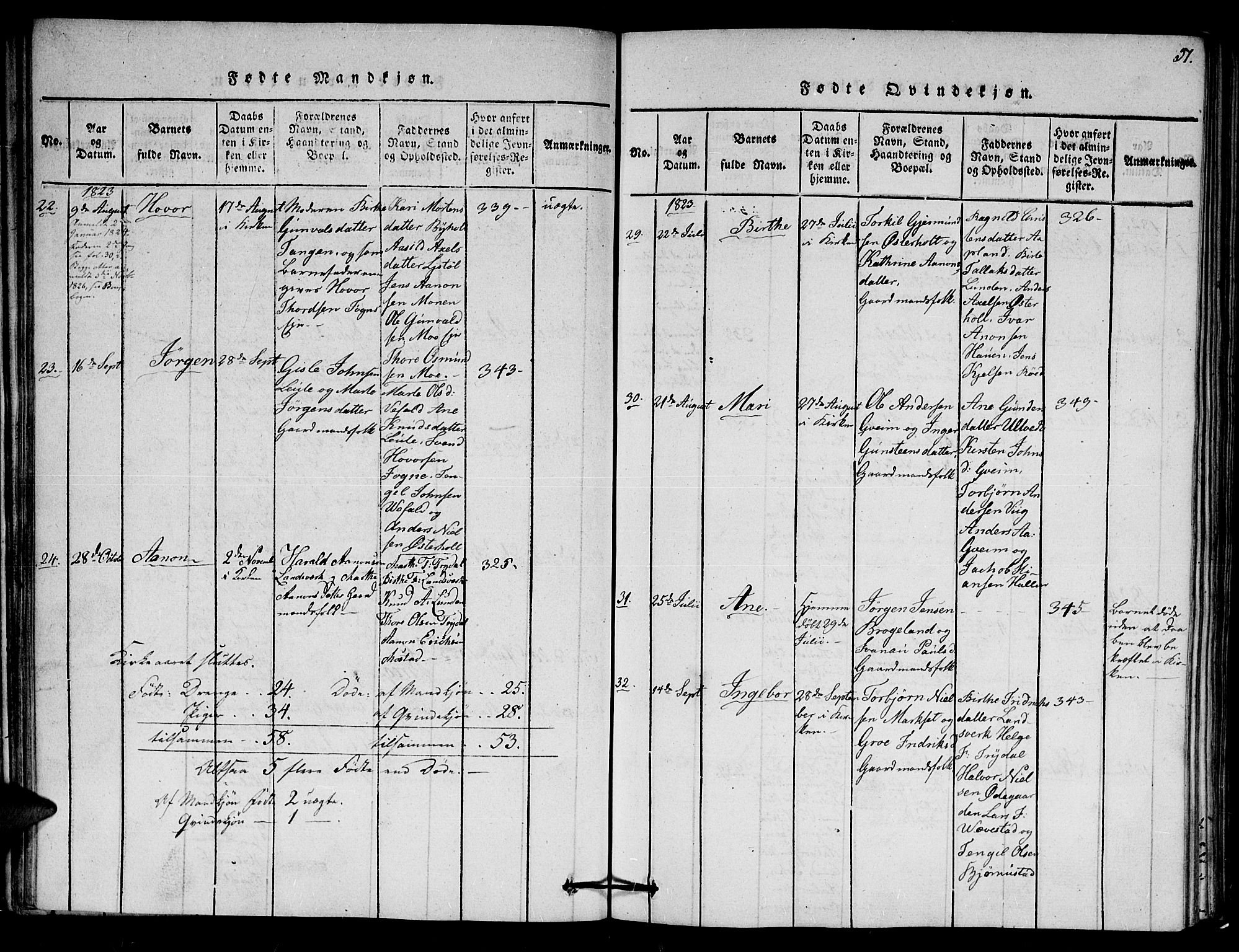Gjerstad sokneprestkontor, AV/SAK-1111-0014/F/Fa/Faa/L0004: Parish register (official) no. A 4, 1816-1829, p. 51