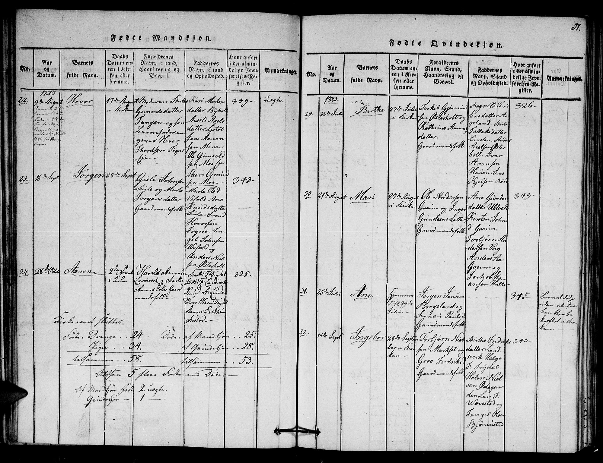 Gjerstad sokneprestkontor, SAK/1111-0014/F/Fa/Faa/L0004: Parish register (official) no. A 4, 1816-1829, p. 51