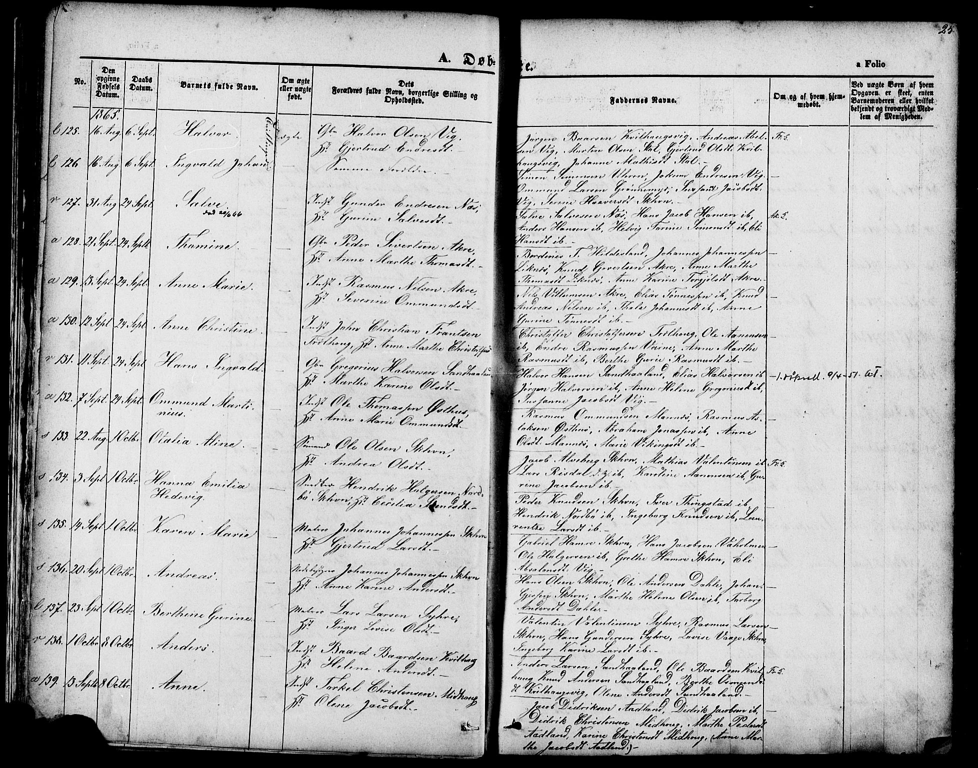 Skudenes sokneprestkontor, SAST/A -101849/H/Ha/Haa/L0006: Parish register (official) no. A 4, 1864-1881, p. 25