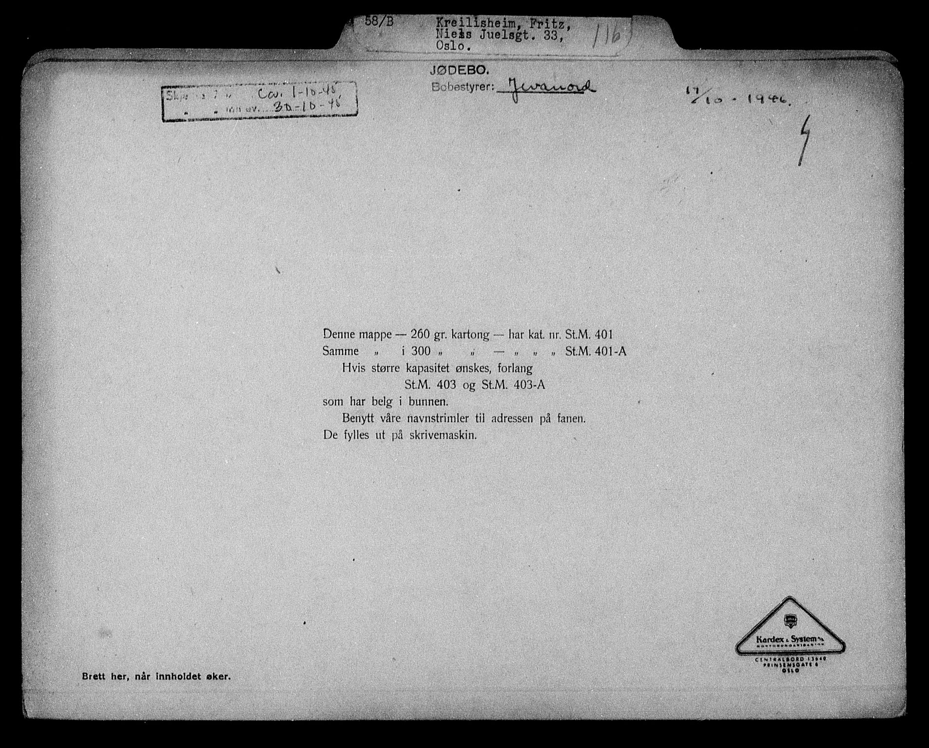 Justisdepartementet, Tilbakeføringskontoret for inndratte formuer, RA/S-1564/H/Hc/Hcc/L0953: --, 1945-1947, p. 80