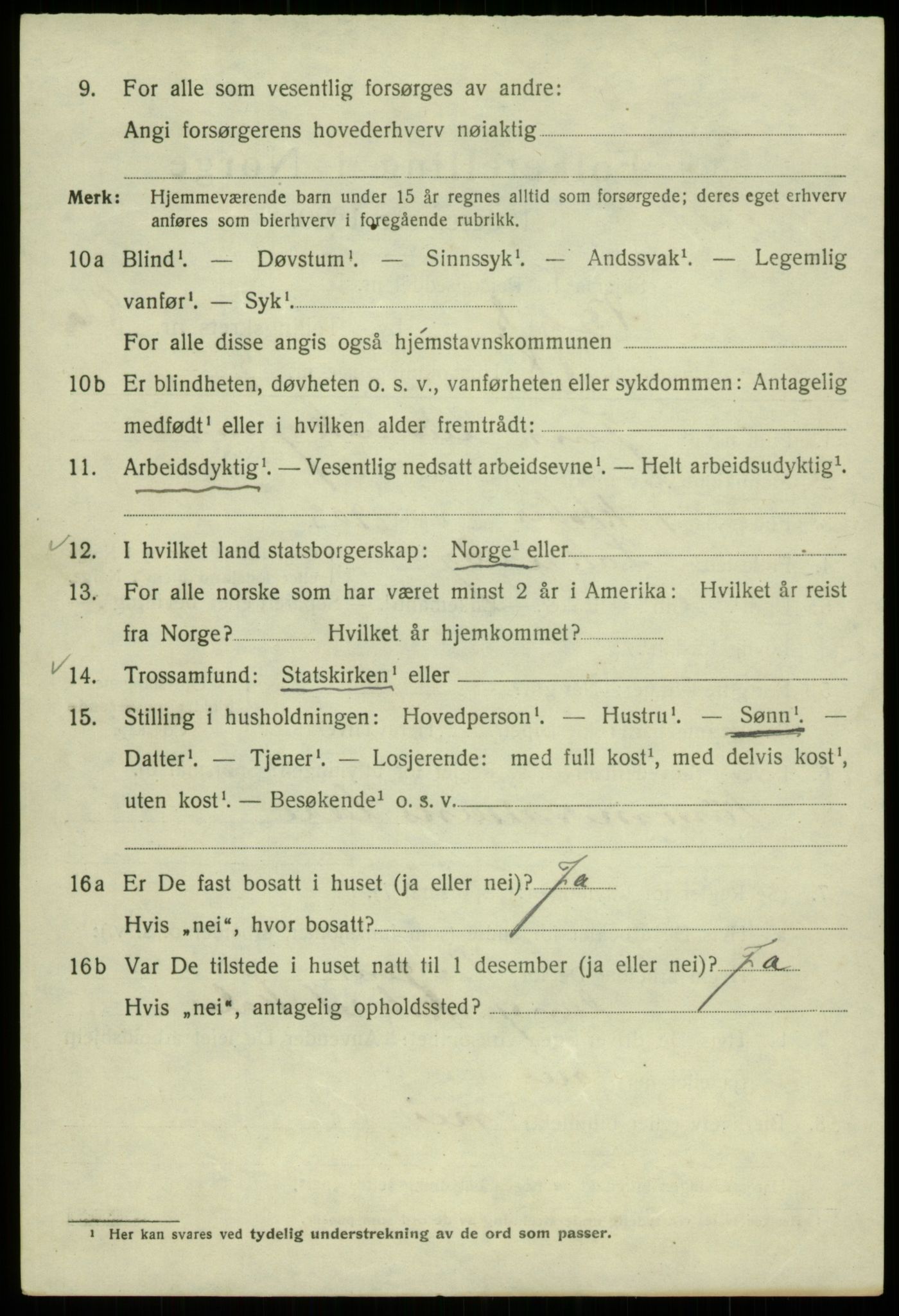 SAB, 1920 census for Bergen, 1920, p. 158220