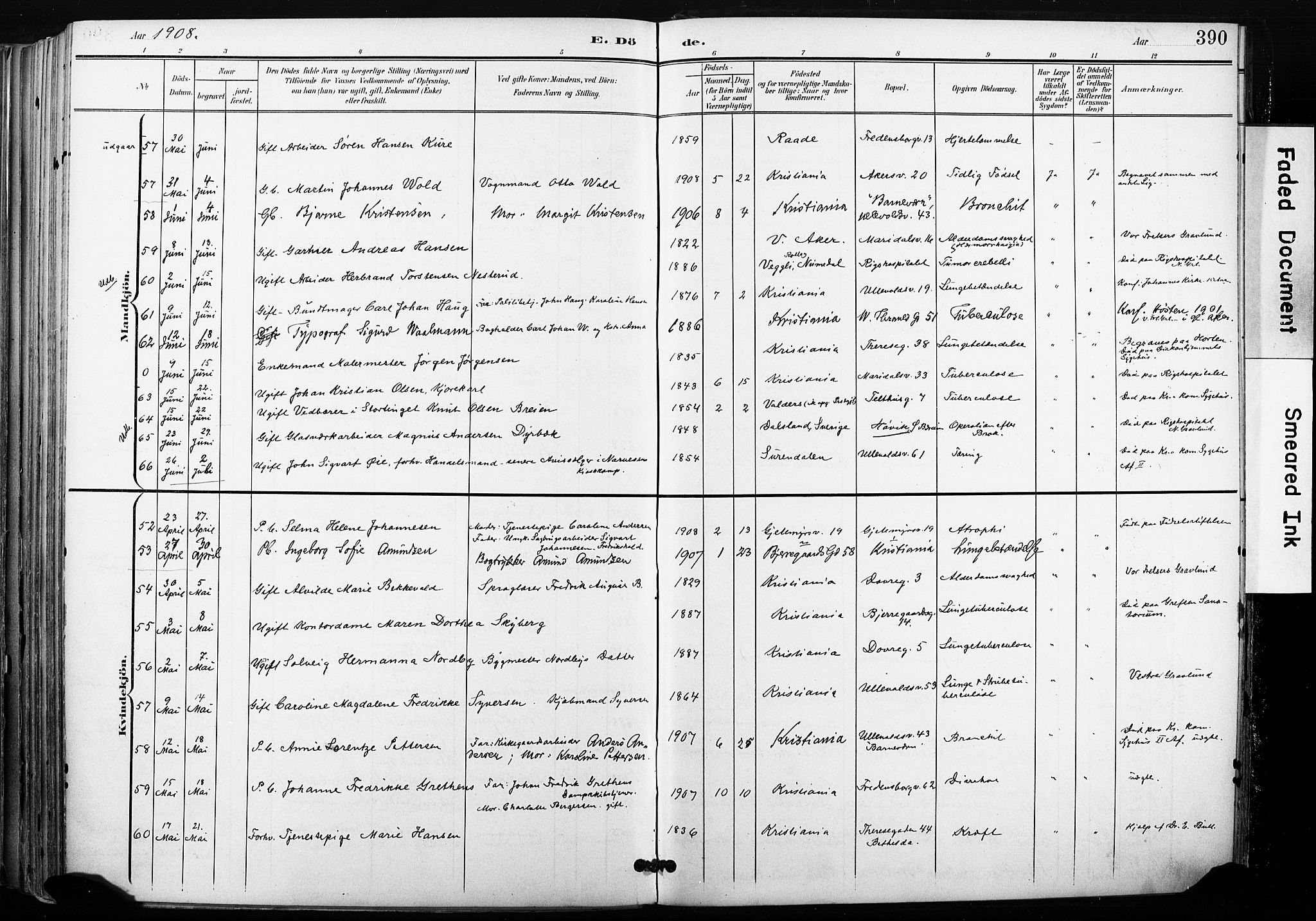 Gamle Aker prestekontor Kirkebøker, SAO/A-10617a/F/L0013: Parish register (official) no. 13, 1901-1908, p. 390