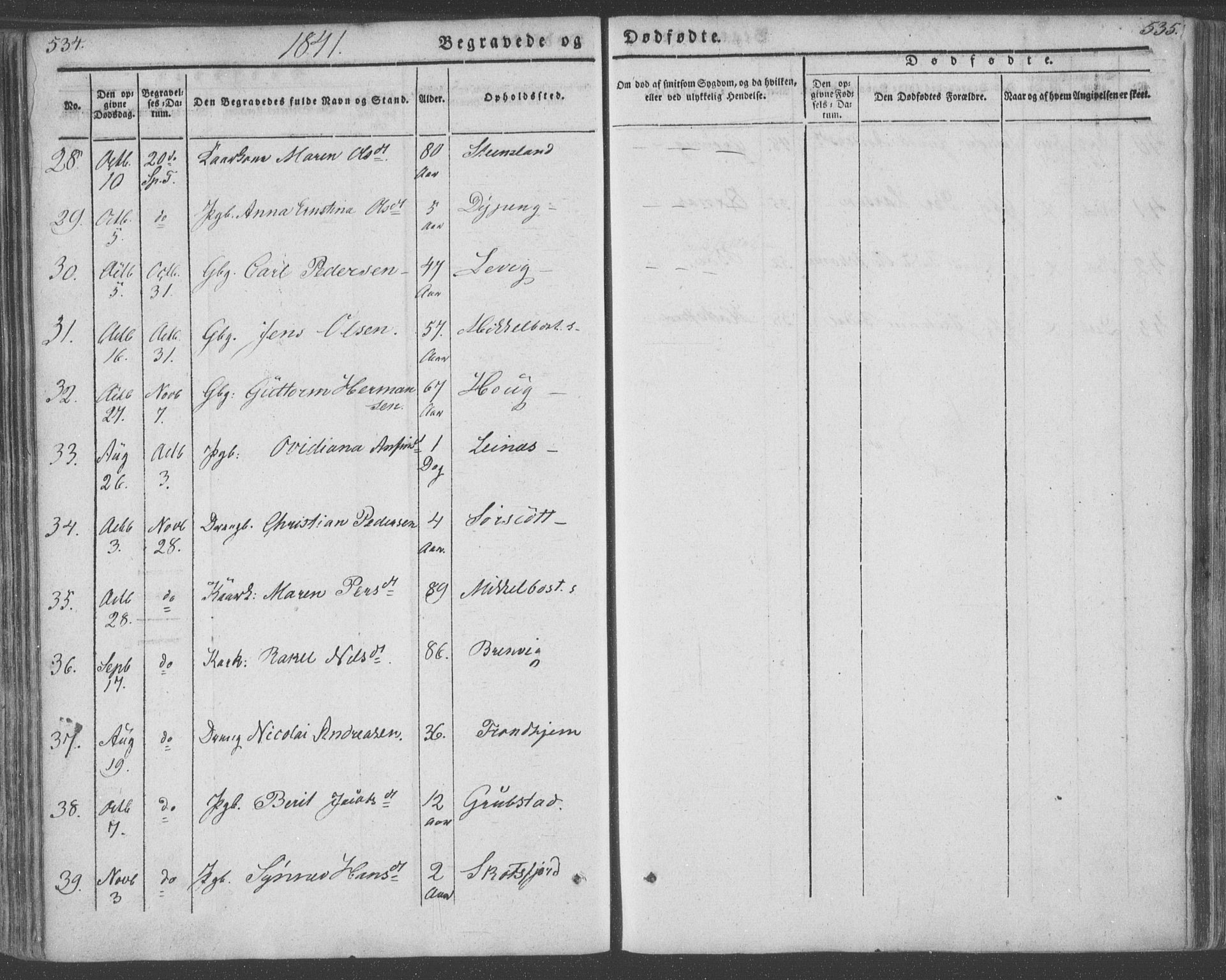 Ministerialprotokoller, klokkerbøker og fødselsregistre - Nordland, AV/SAT-A-1459/855/L0799: Parish register (official) no. 855A07, 1834-1852, p. 534-535