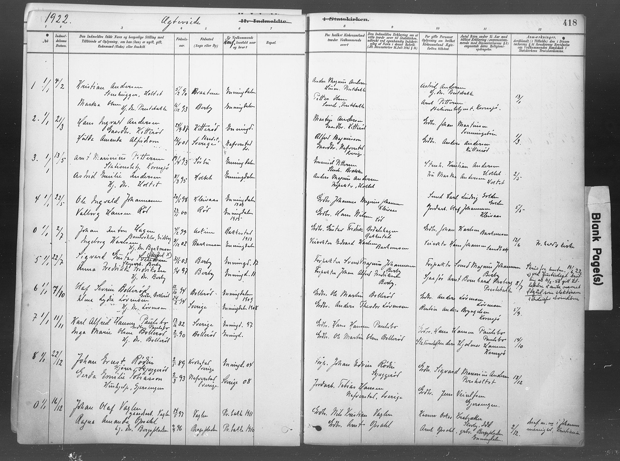 Idd prestekontor Kirkebøker, SAO/A-10911/F/Fb/L0002: Parish register (official) no. II 2, 1882-1923, p. 418