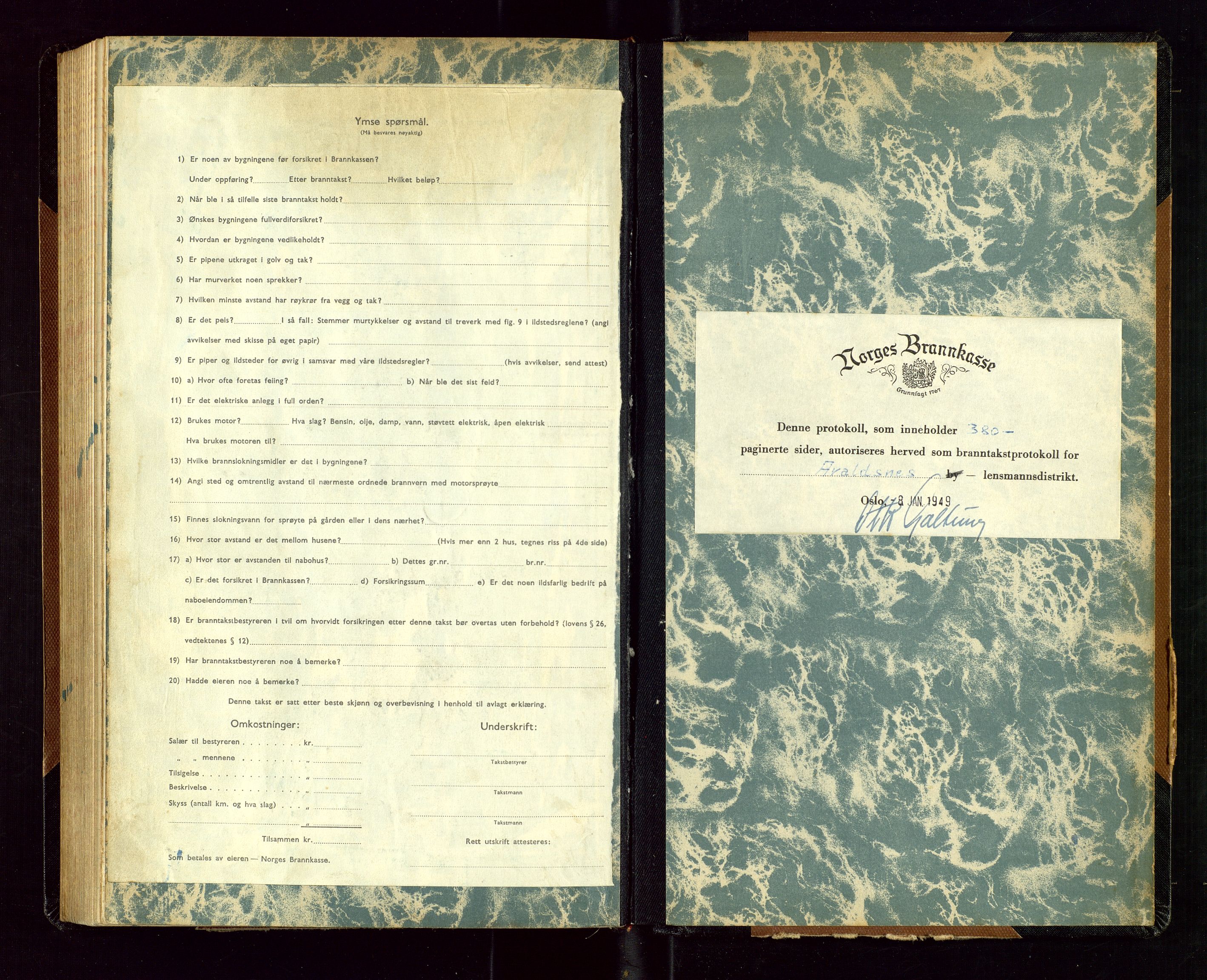Avaldsnes lensmannskontor, SAST/A-100286/Goa/L0003: "Branntakstprotokoll", 1949-1953