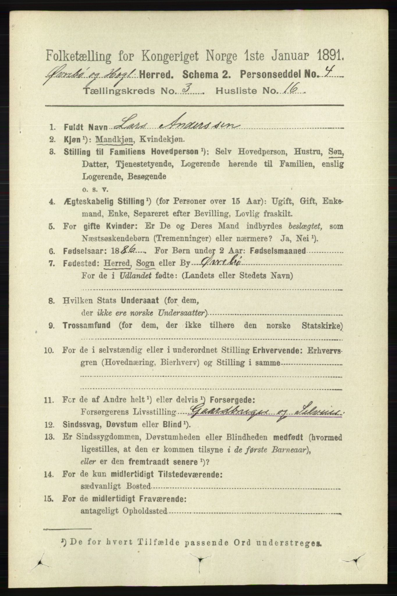 RA, 1891 census for 1016 Øvrebø og Hægeland, 1891, p. 607