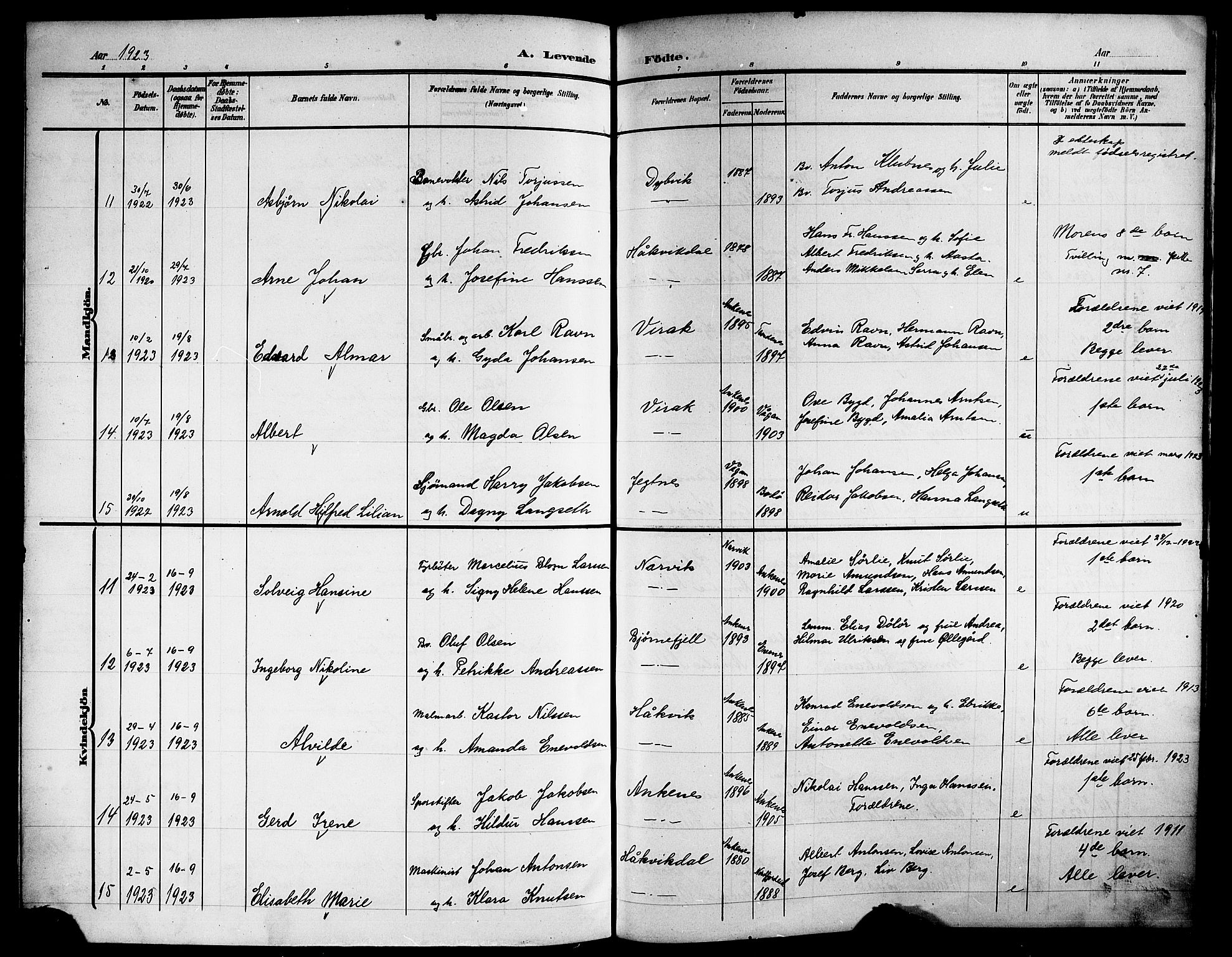 Ministerialprotokoller, klokkerbøker og fødselsregistre - Nordland, AV/SAT-A-1459/866/L0954: Parish register (copy) no. 866C03, 1905-1923