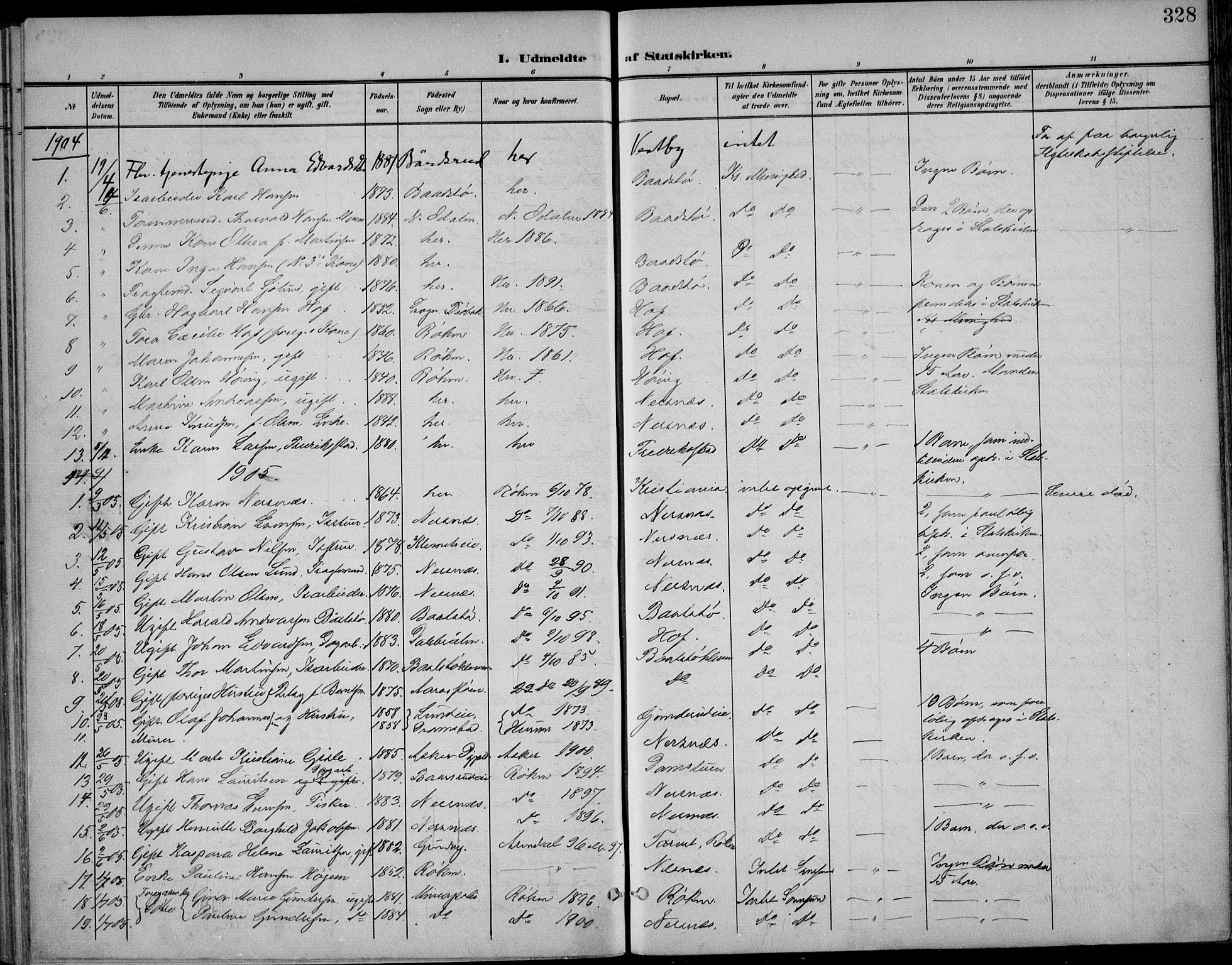 Røyken kirkebøker, AV/SAKO-A-241/F/Fa/L0009: Parish register (official) no. 9, 1898-1911, p. 328