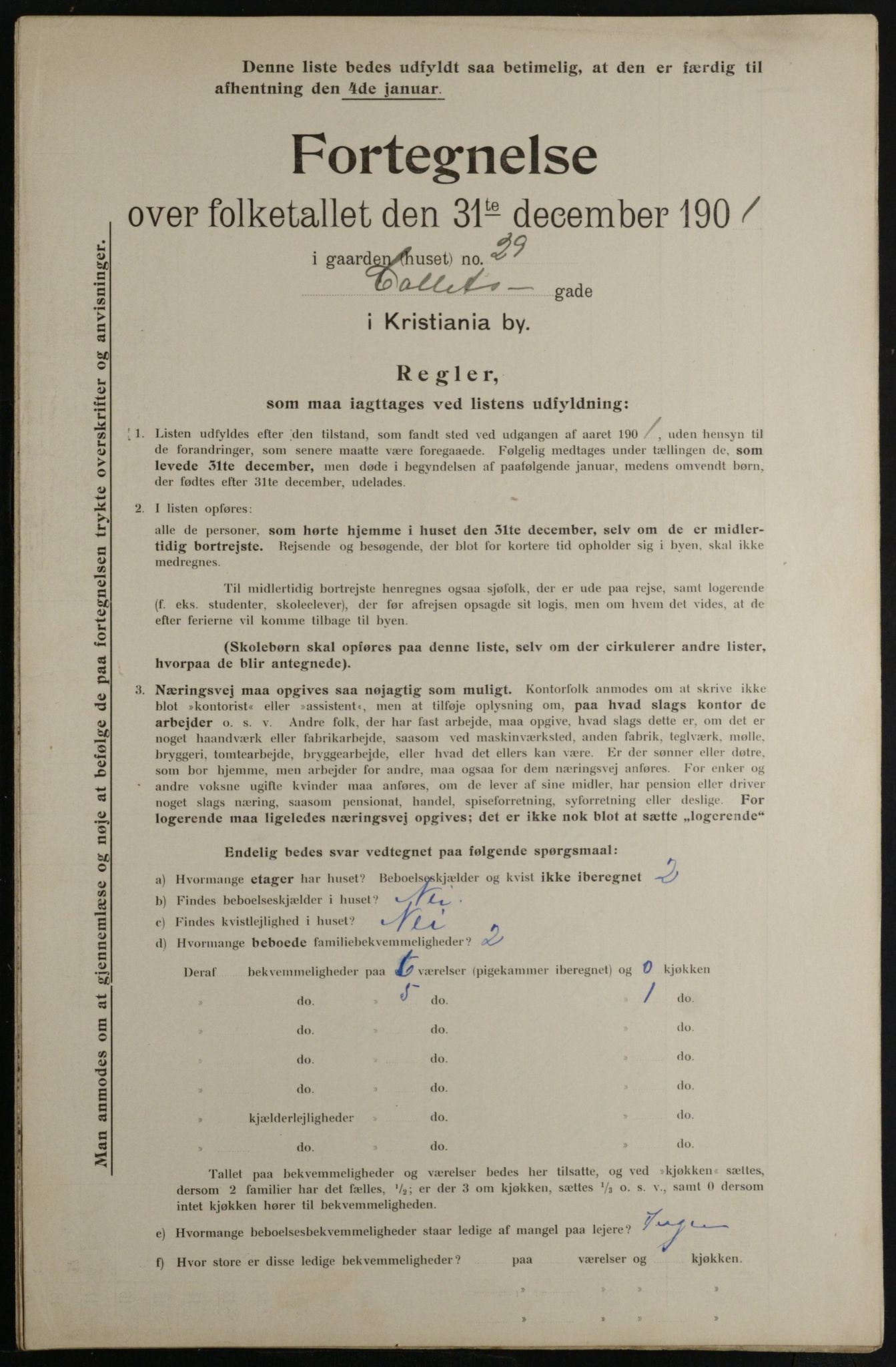 OBA, Municipal Census 1901 for Kristiania, 1901, p. 2138