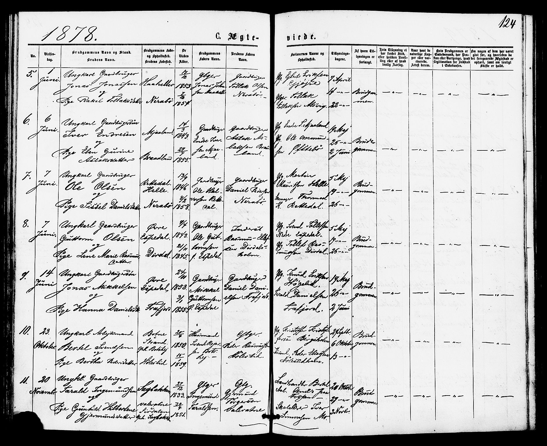 Høgsfjord sokneprestkontor, AV/SAST-A-101624/H/Ha/Haa/L0004: Parish register (official) no. A 4, 1876-1884, p. 124