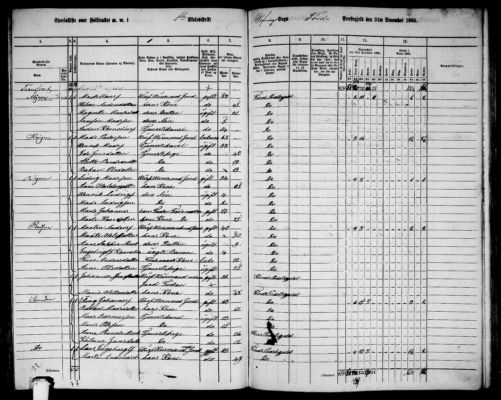 RA, 1865 census for Førde, 1865, p. 253