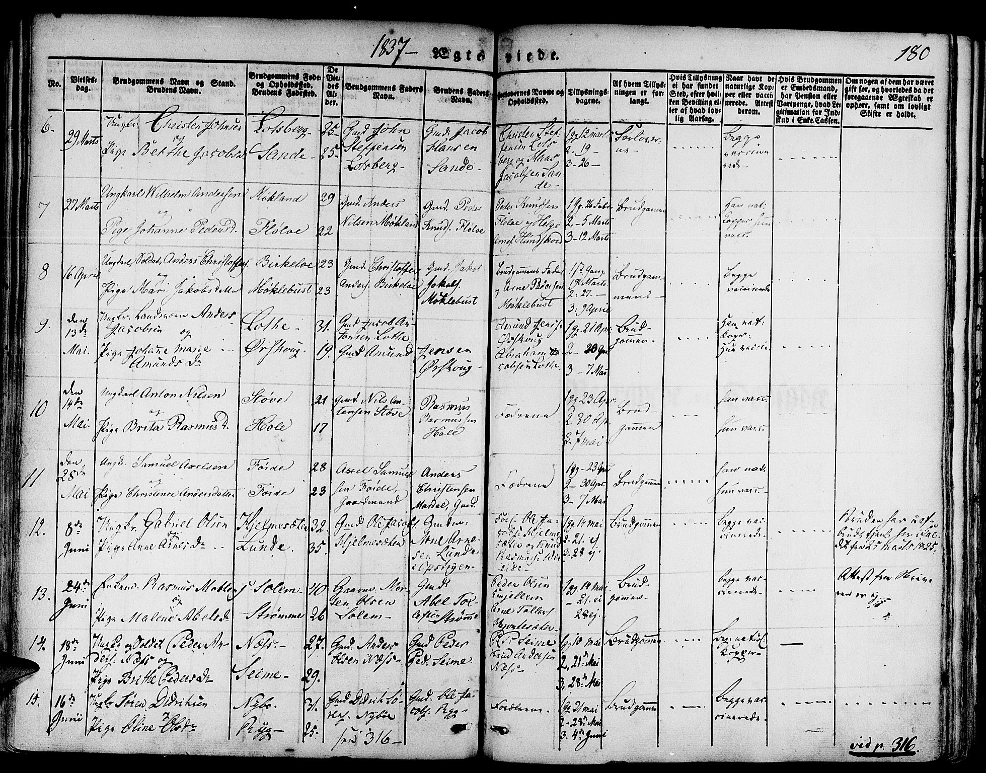 Gloppen sokneprestembete, SAB/A-80101/H/Haa/Haaa/L0007: Parish register (official) no. A 7, 1827-1837, p. 180