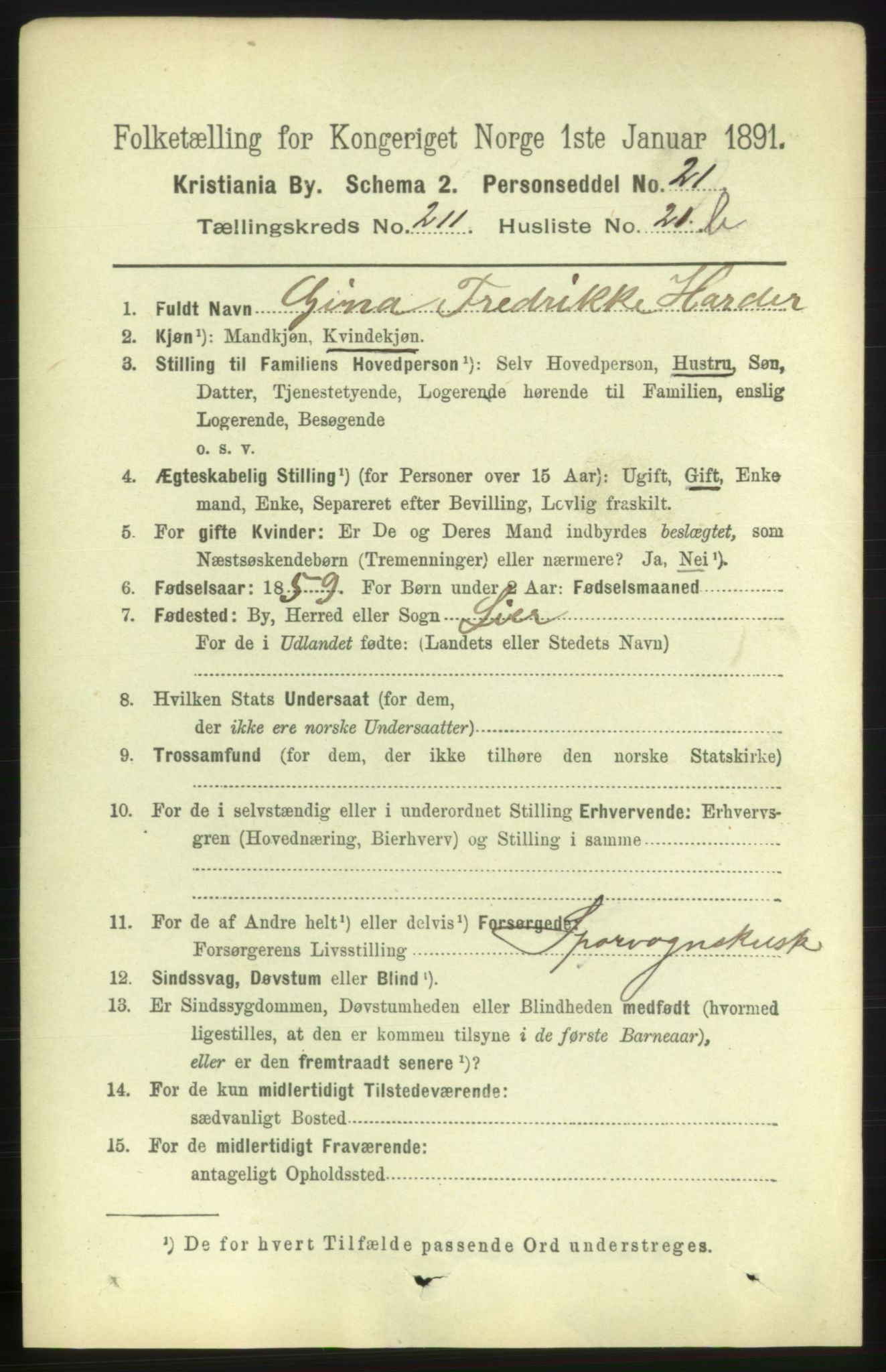 RA, 1891 census for 0301 Kristiania, 1891, p. 126407