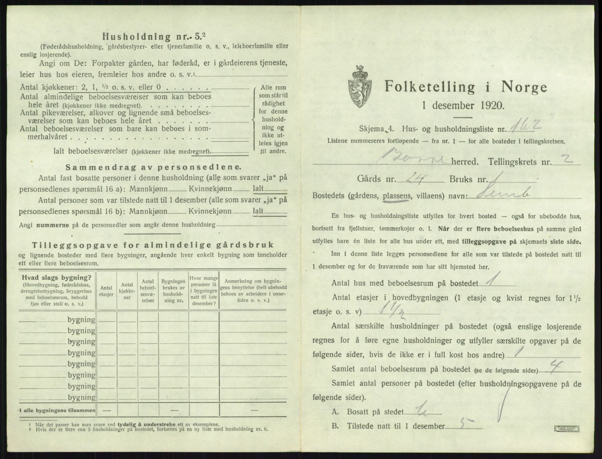 SAKO, 1920 census for Borre, 1920, p. 798