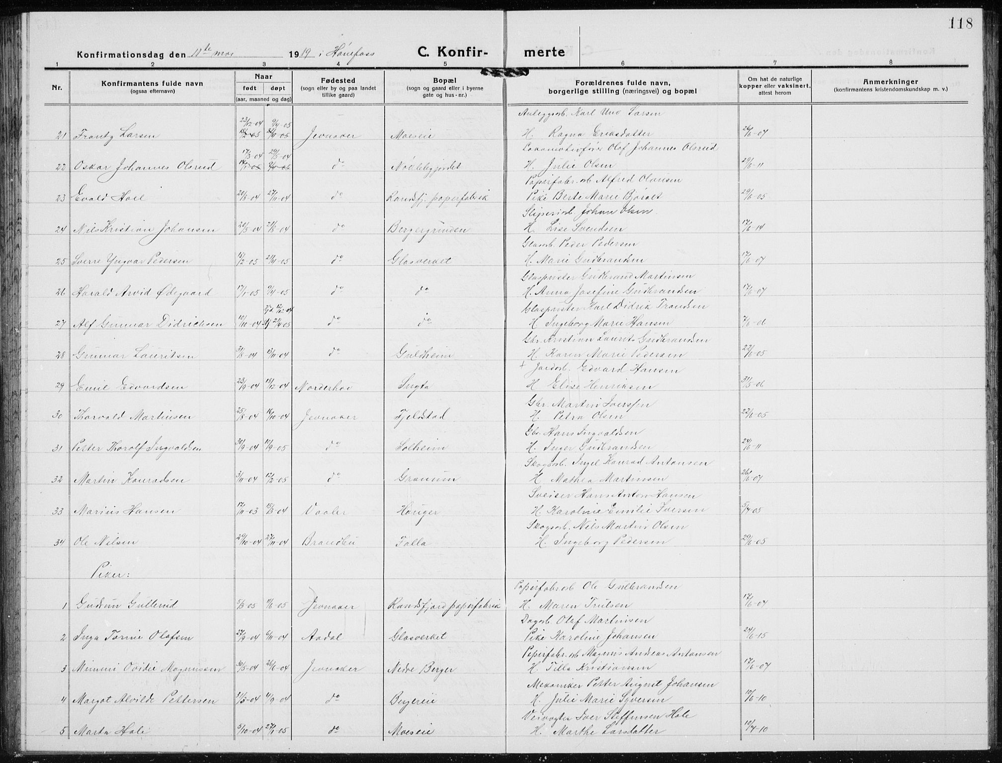 Jevnaker prestekontor, SAH/PREST-116/H/Ha/Hab/L0005: Parish register (copy) no. 5, 1919-1934, p. 118