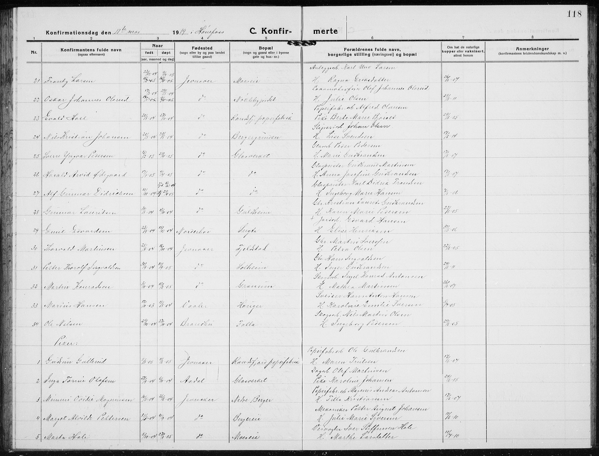 Jevnaker prestekontor, AV/SAH-PREST-116/H/Ha/Hab/L0005: Parish register (copy) no. 5, 1919-1934, p. 118