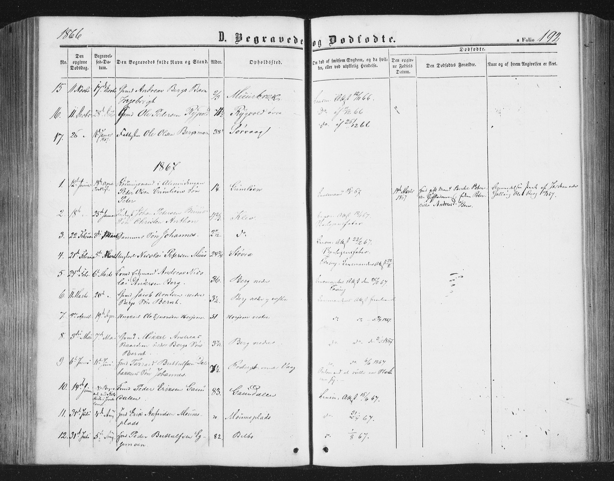 Ministerialprotokoller, klokkerbøker og fødselsregistre - Nord-Trøndelag, SAT/A-1458/749/L0472: Parish register (official) no. 749A06, 1857-1873, p. 192