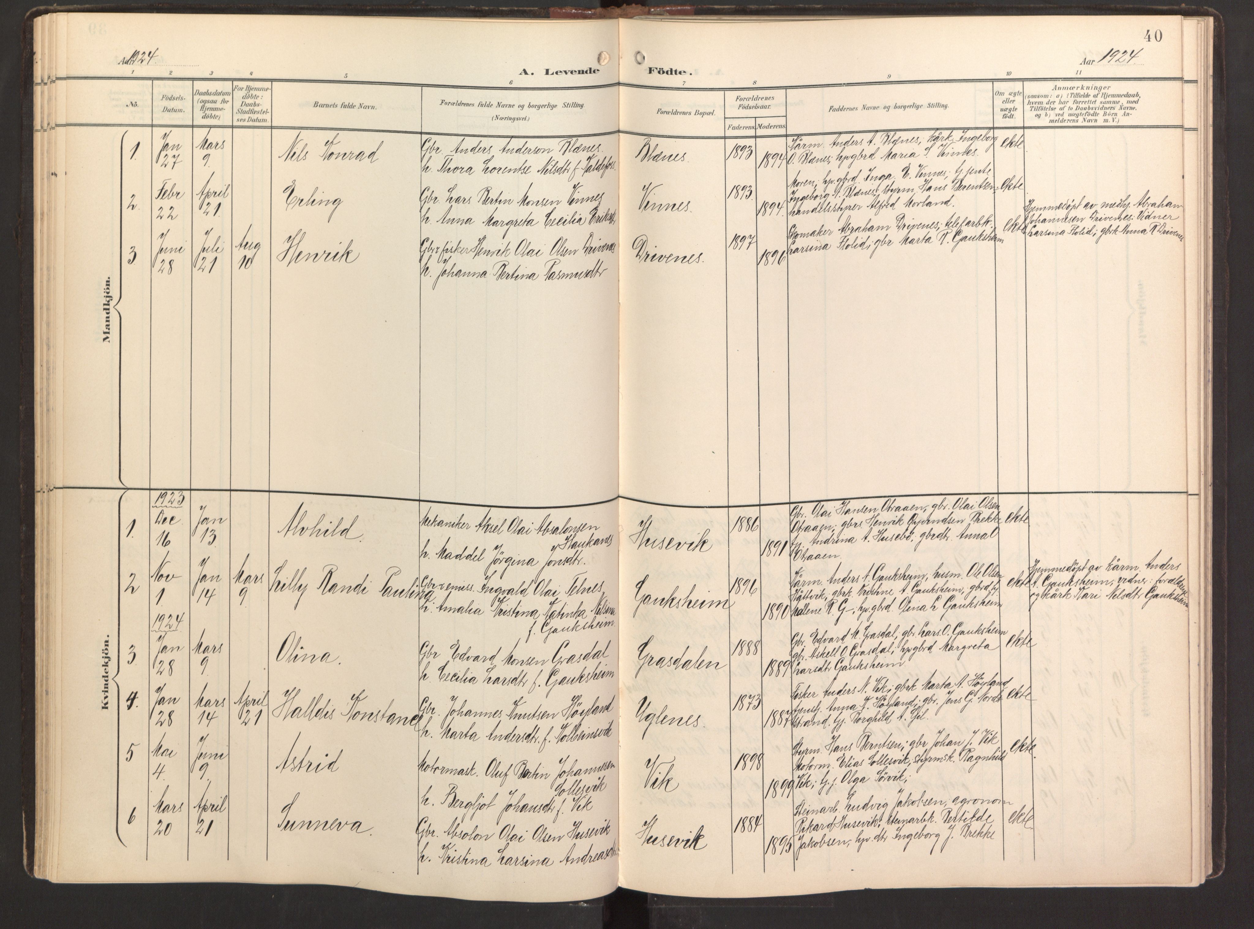 Fitjar sokneprestembete, SAB/A-99926: Parish register (official) no. B 1, 1900-1926, p. 40