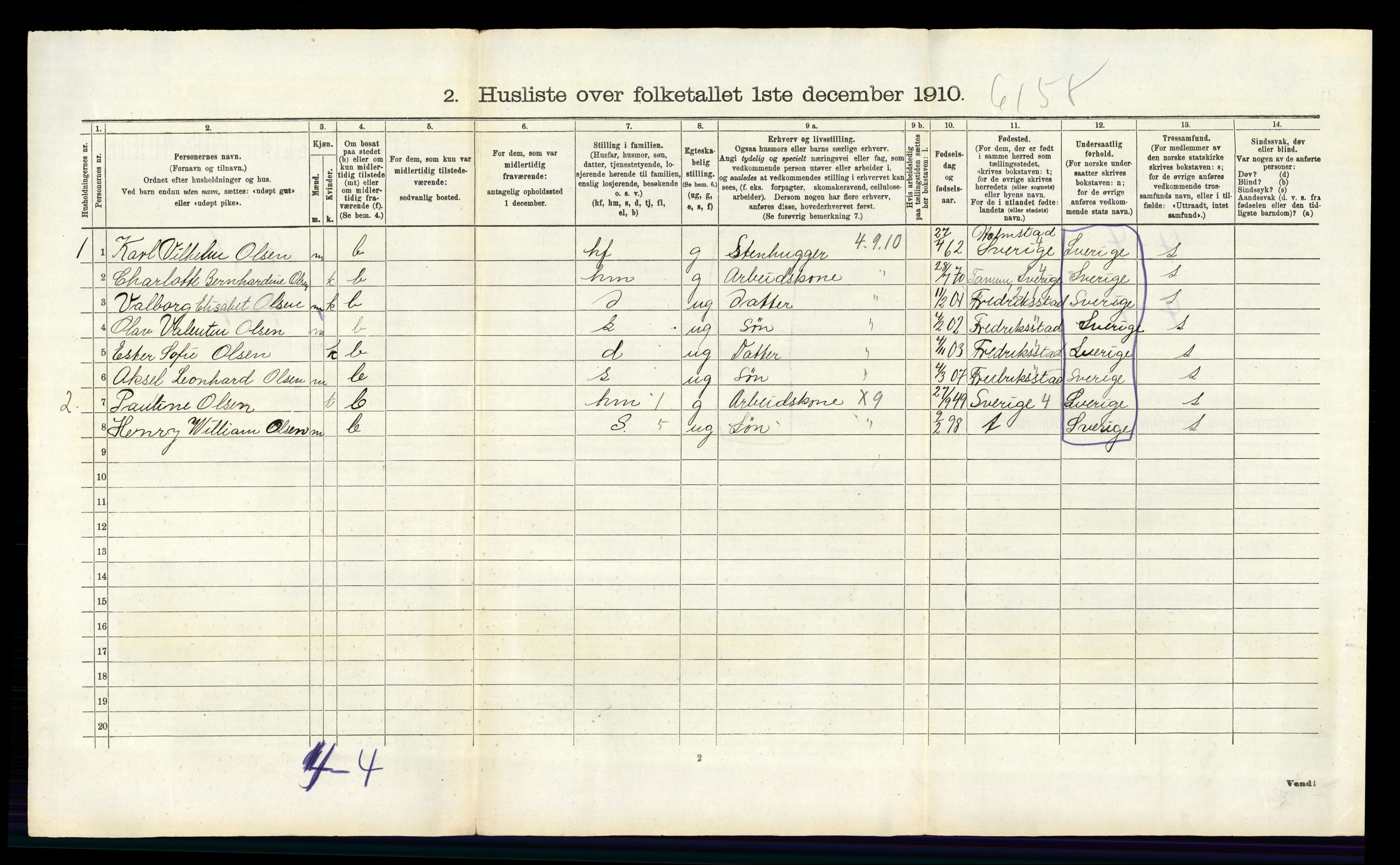 RA, 1910 census for Glemmen, 1910, p. 2199