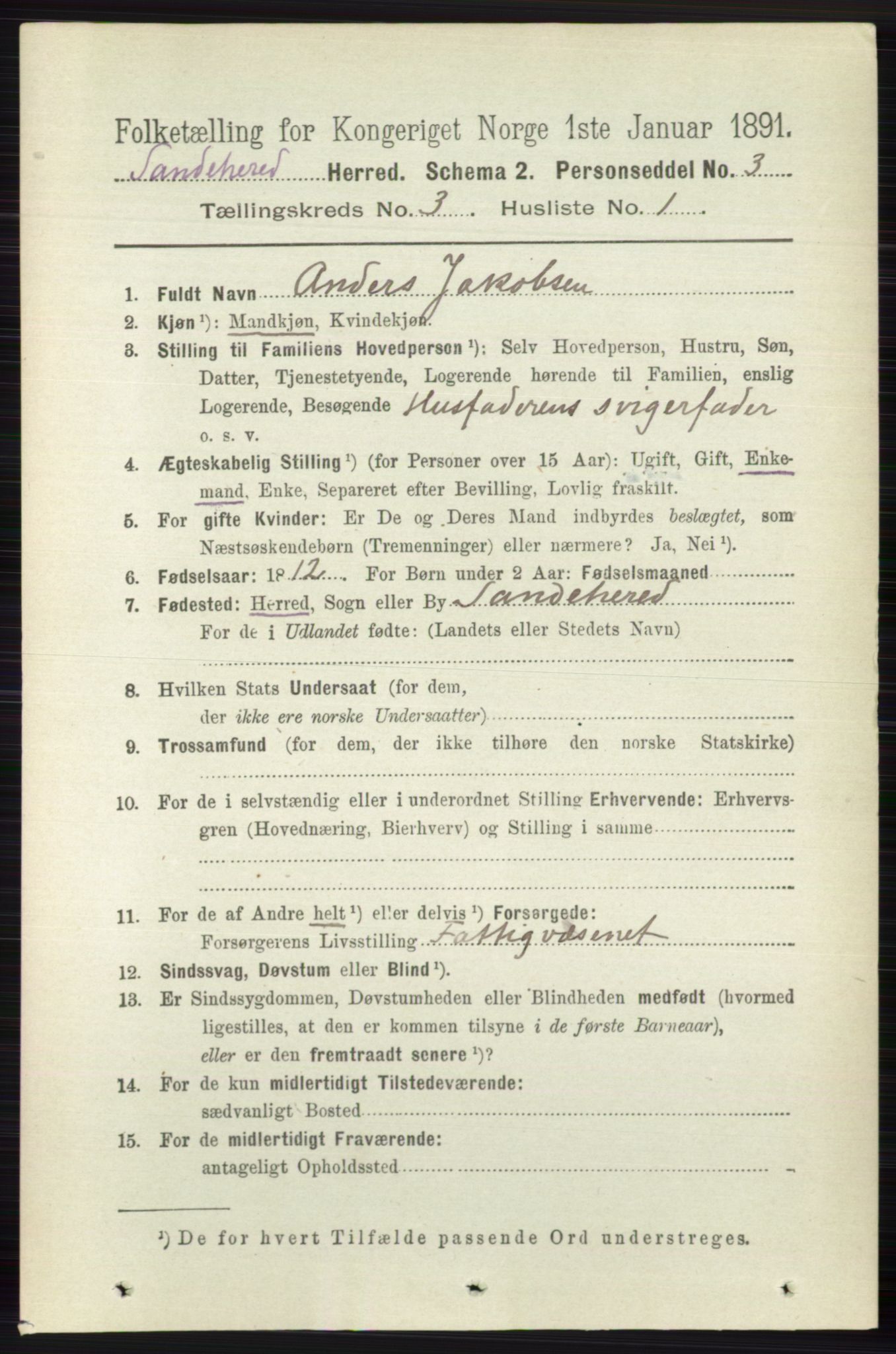 RA, 1891 census for 0724 Sandeherred, 1891, p. 1983