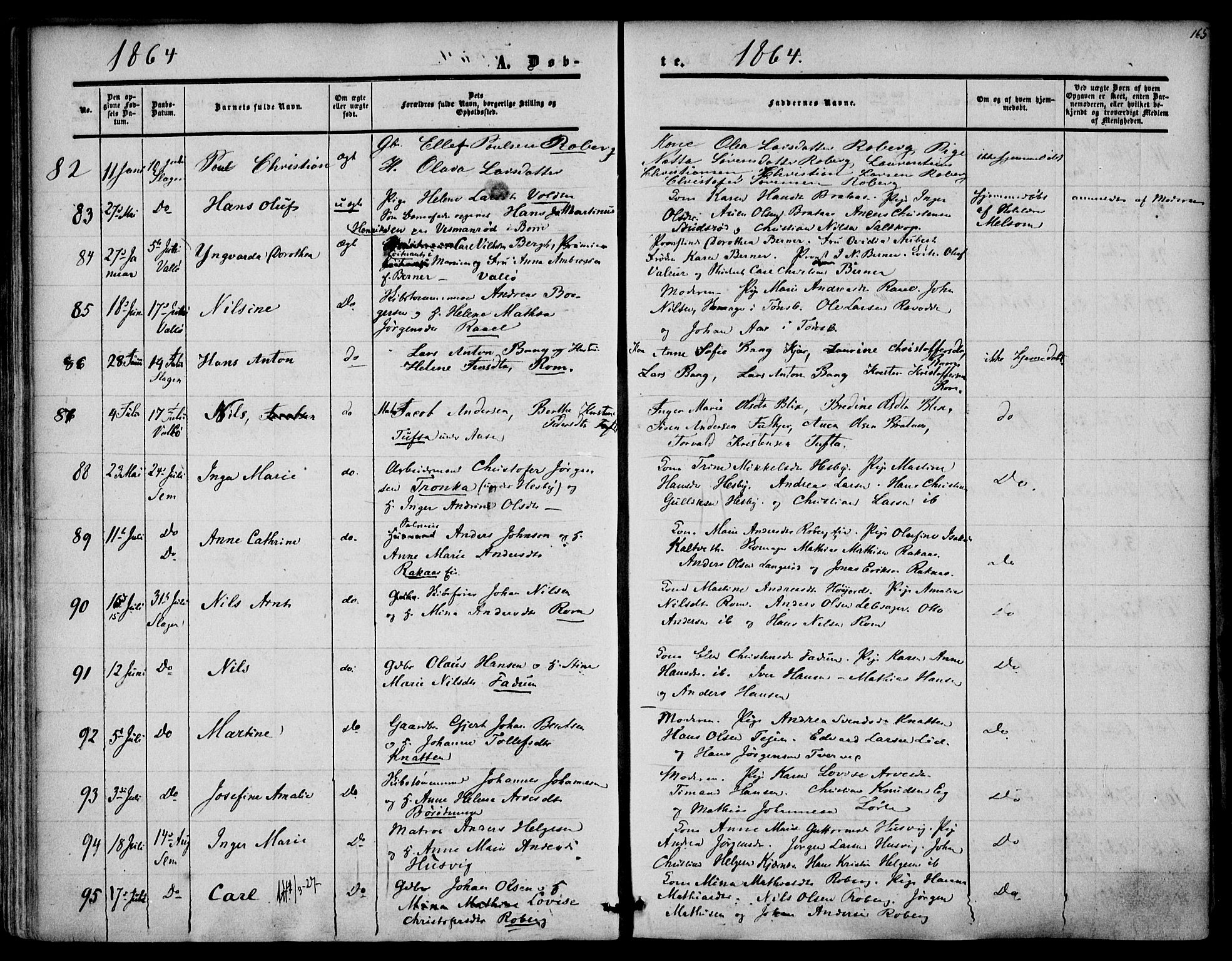 Sem kirkebøker, SAKO/A-5/F/Fa/L0007: Parish register (official) no. I 7, 1856-1865, p. 165