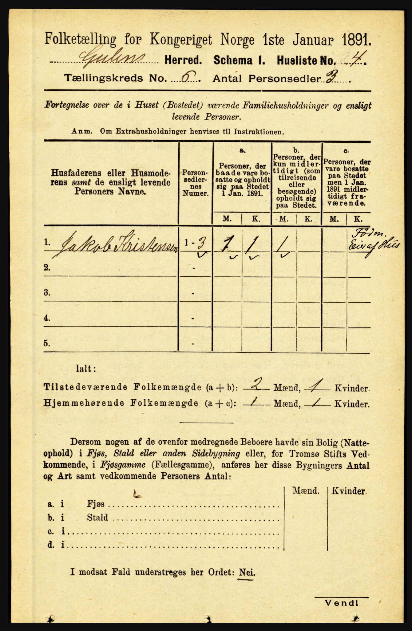 RA, 1891 census for 1411 Gulen, 1891, p. 1892