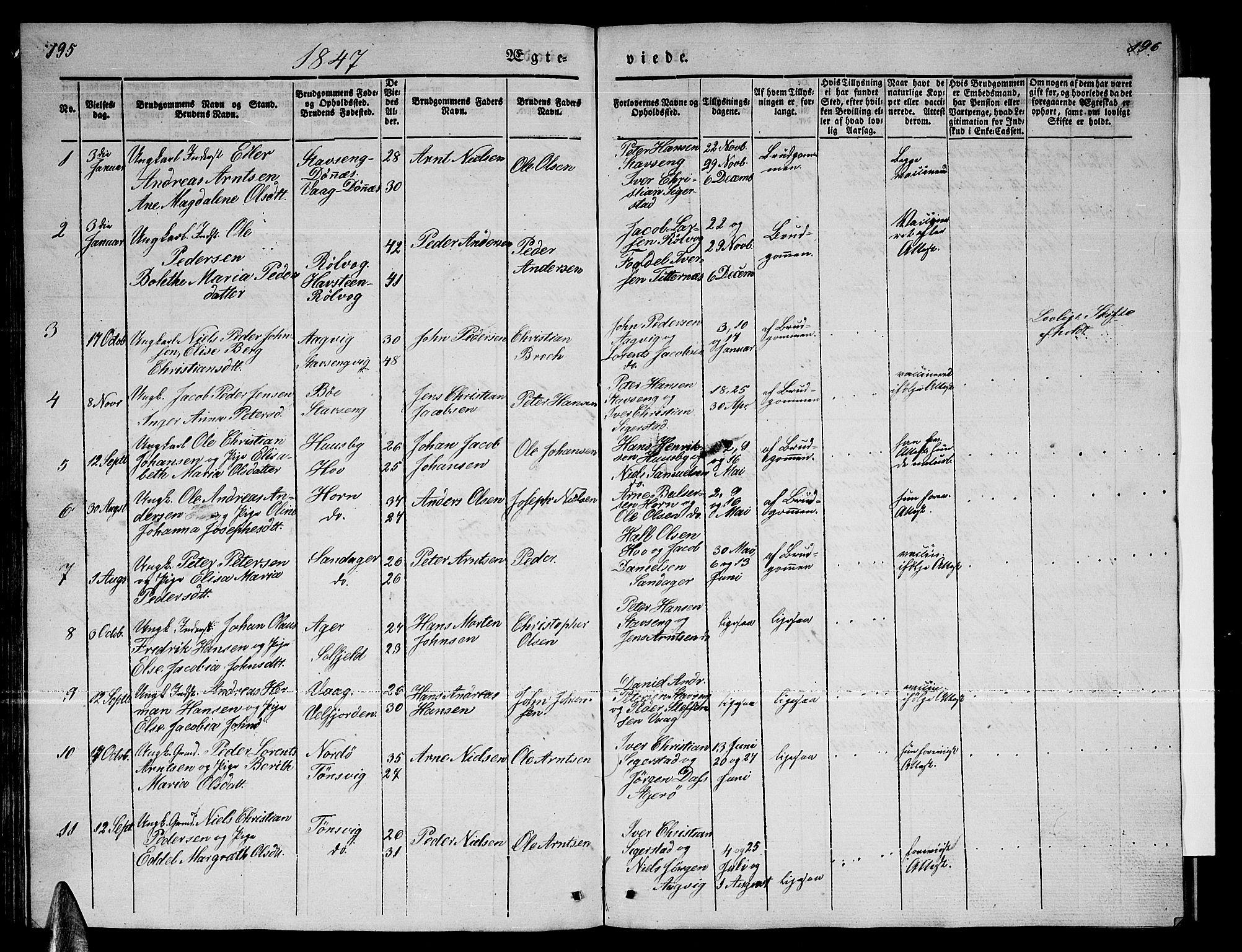 Ministerialprotokoller, klokkerbøker og fødselsregistre - Nordland, SAT/A-1459/835/L0530: Parish register (copy) no. 835C02, 1842-1865, p. 195-196