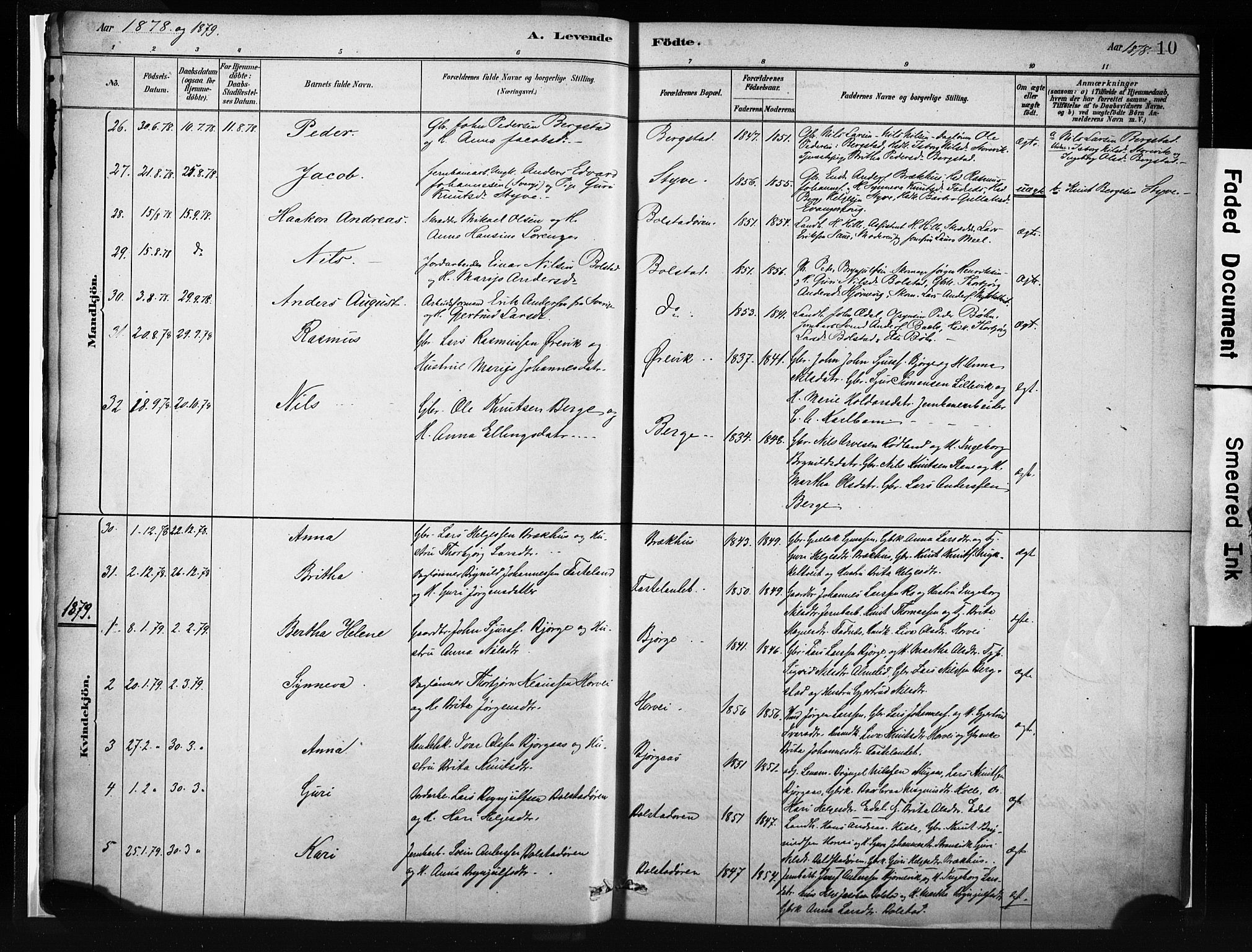 Evanger sokneprestembete, SAB/A-99924: Parish register (official) no. A 1, 1877-1899, p. 10