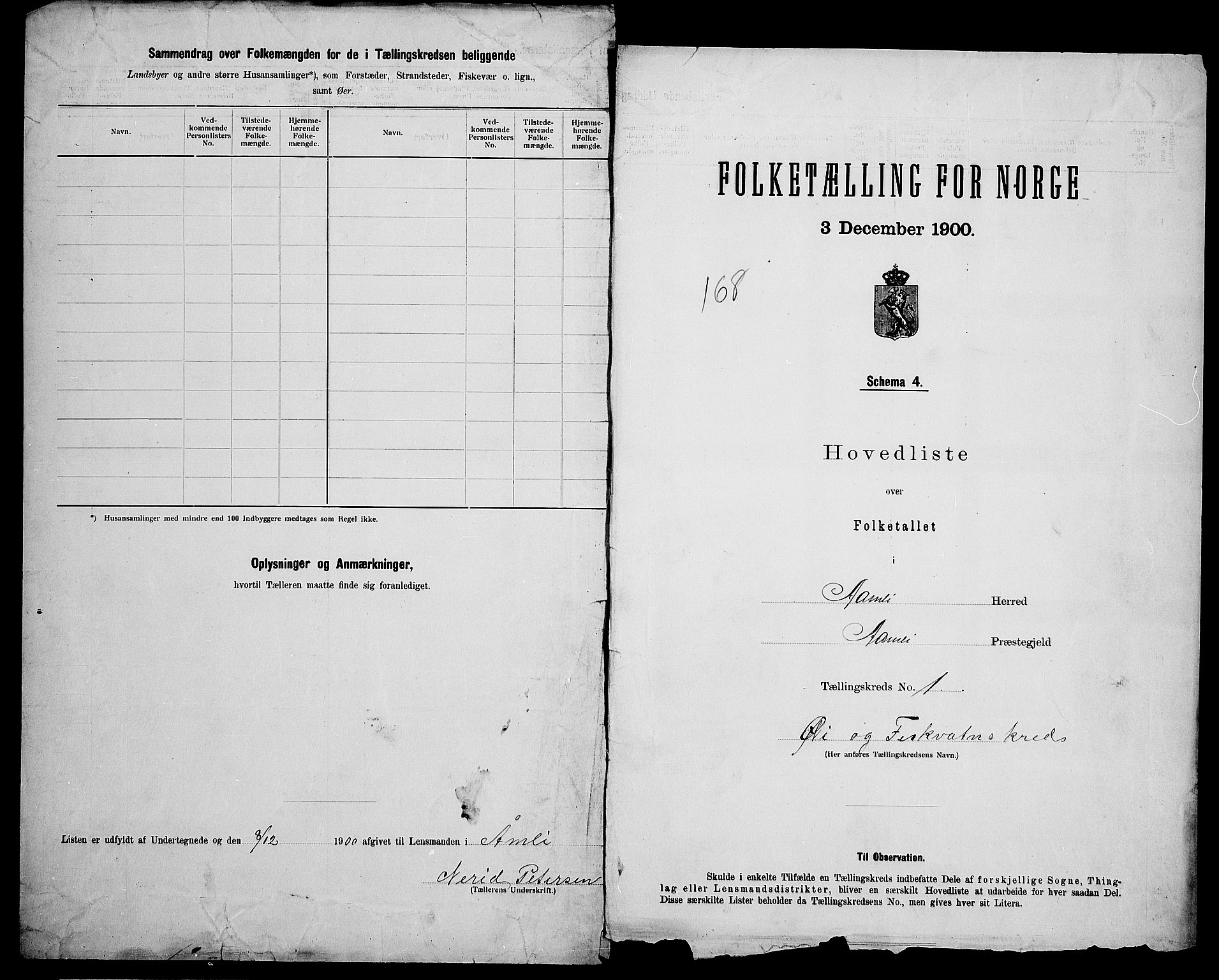 SAK, 1900 census for Åmli, 1900, p. 18