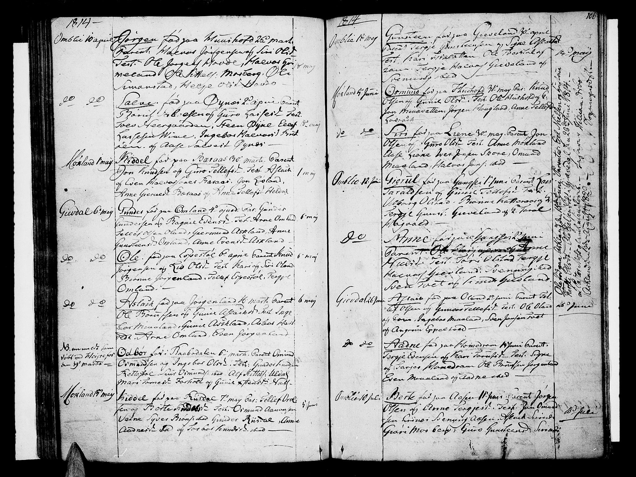 Åmli sokneprestkontor, SAK/1111-0050/F/Fa/Fac/L0005: Parish register (official) no. A 5, 1796-1816, p. 106