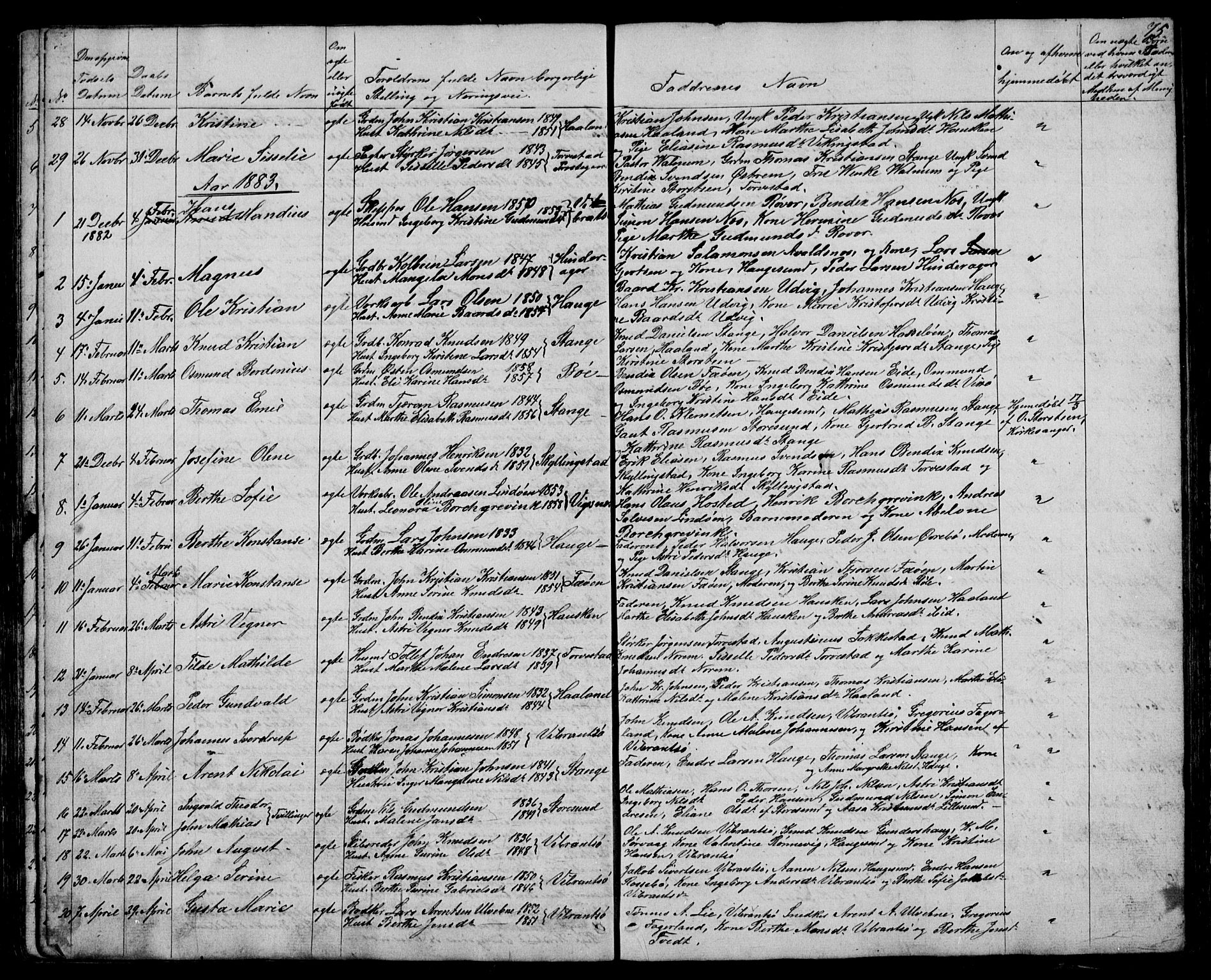 Torvastad sokneprestkontor, SAST/A -101857/H/Ha/Hab/L0003: Parish register (copy) no. B 3, 1850-1900, p. 75