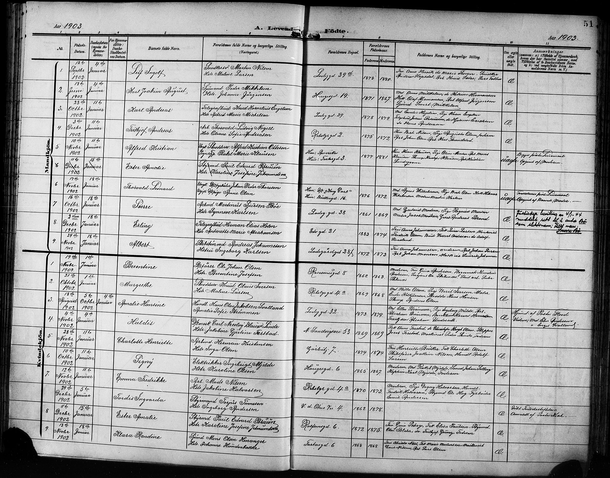 Sandviken Sokneprestembete, SAB/A-77601/H/Hb/L0004: Parish register (copy) no. B 1, 1901-1914, p. 51