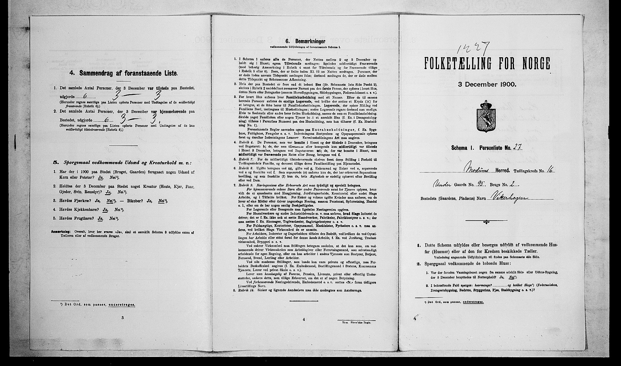 RA, 1900 census for Modum, 1900, p. 2001