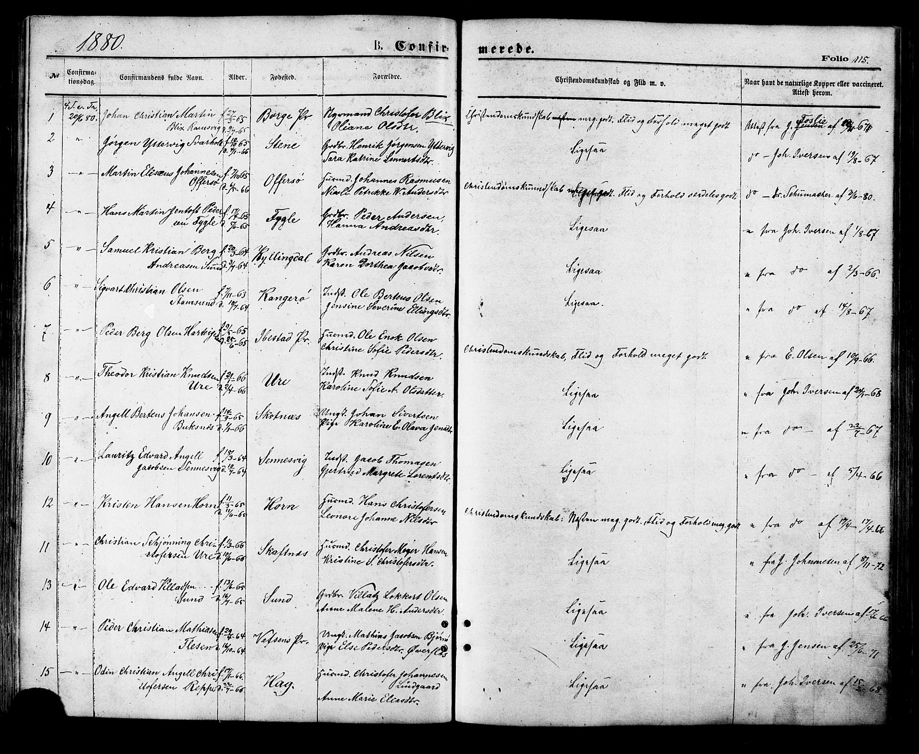 Ministerialprotokoller, klokkerbøker og fødselsregistre - Nordland, SAT/A-1459/881/L1166: Parish register (copy) no. 881C03, 1876-1885, p. 115