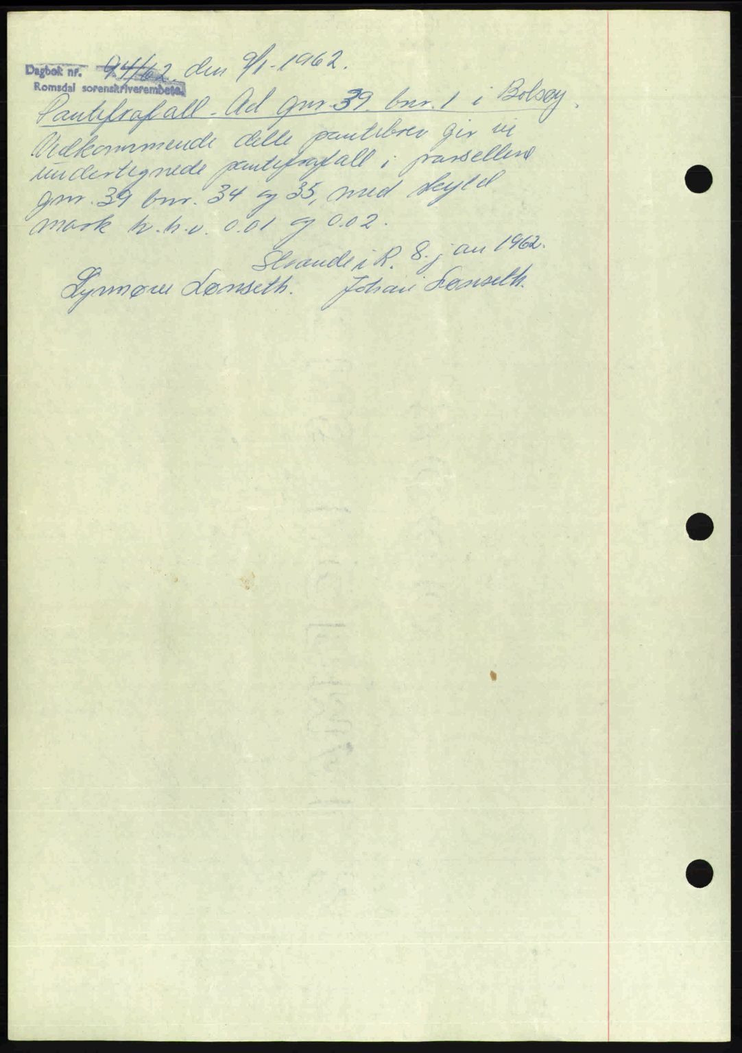 Romsdal sorenskriveri, AV/SAT-A-4149/1/2/2C: Mortgage book no. A20, 1946-1946, Diary no: : 1285/1946