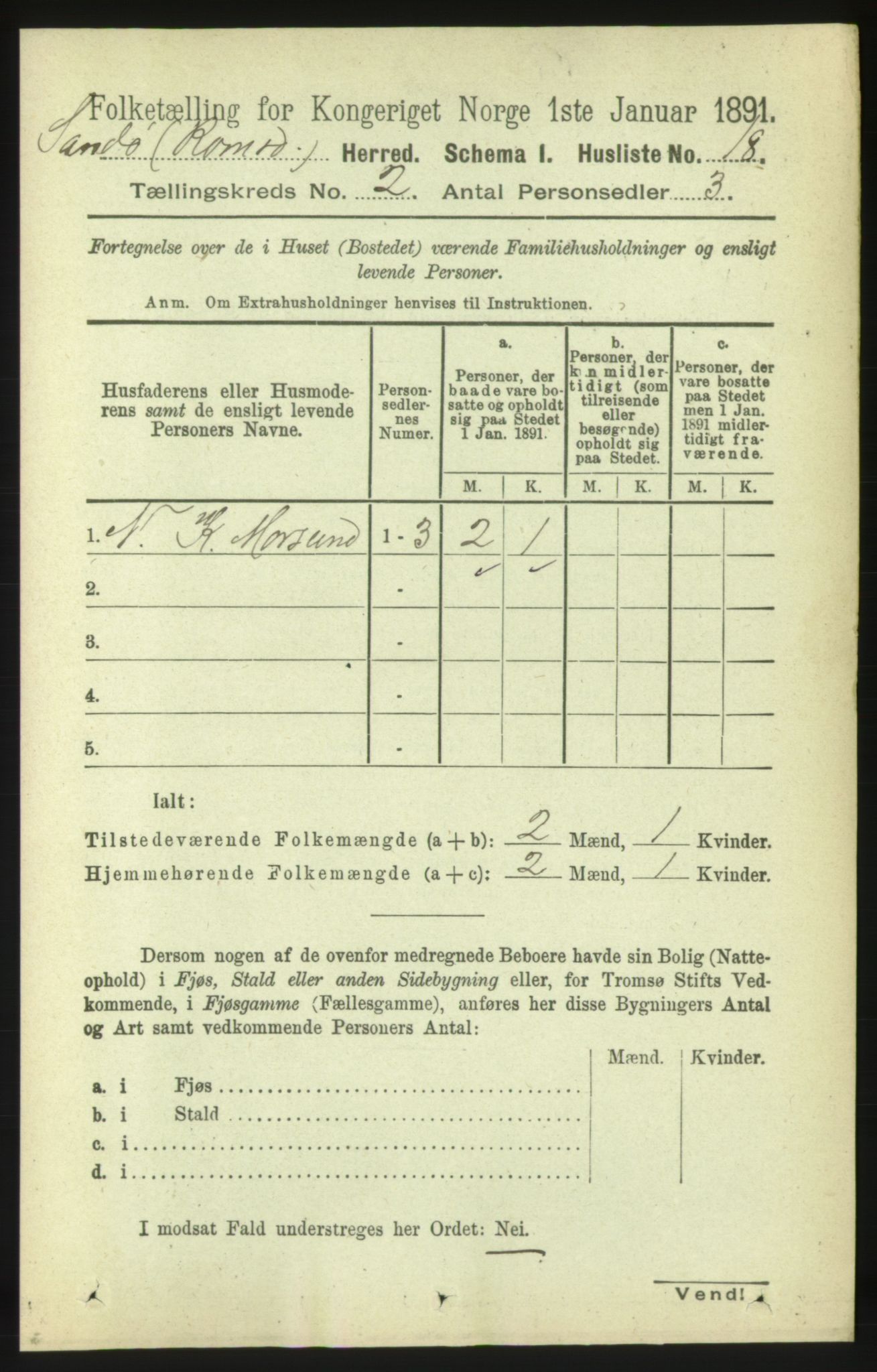 RA, 1891 census for 1546 Sandøy, 1891, p. 485