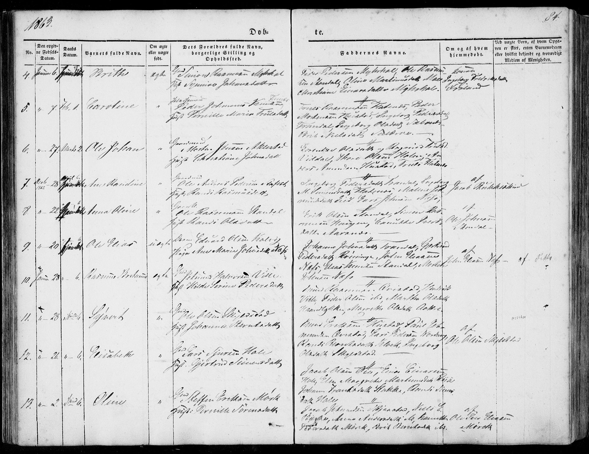 Ministerialprotokoller, klokkerbøker og fødselsregistre - Møre og Romsdal, SAT/A-1454/515/L0209: Parish register (official) no. 515A05, 1847-1868, p. 84