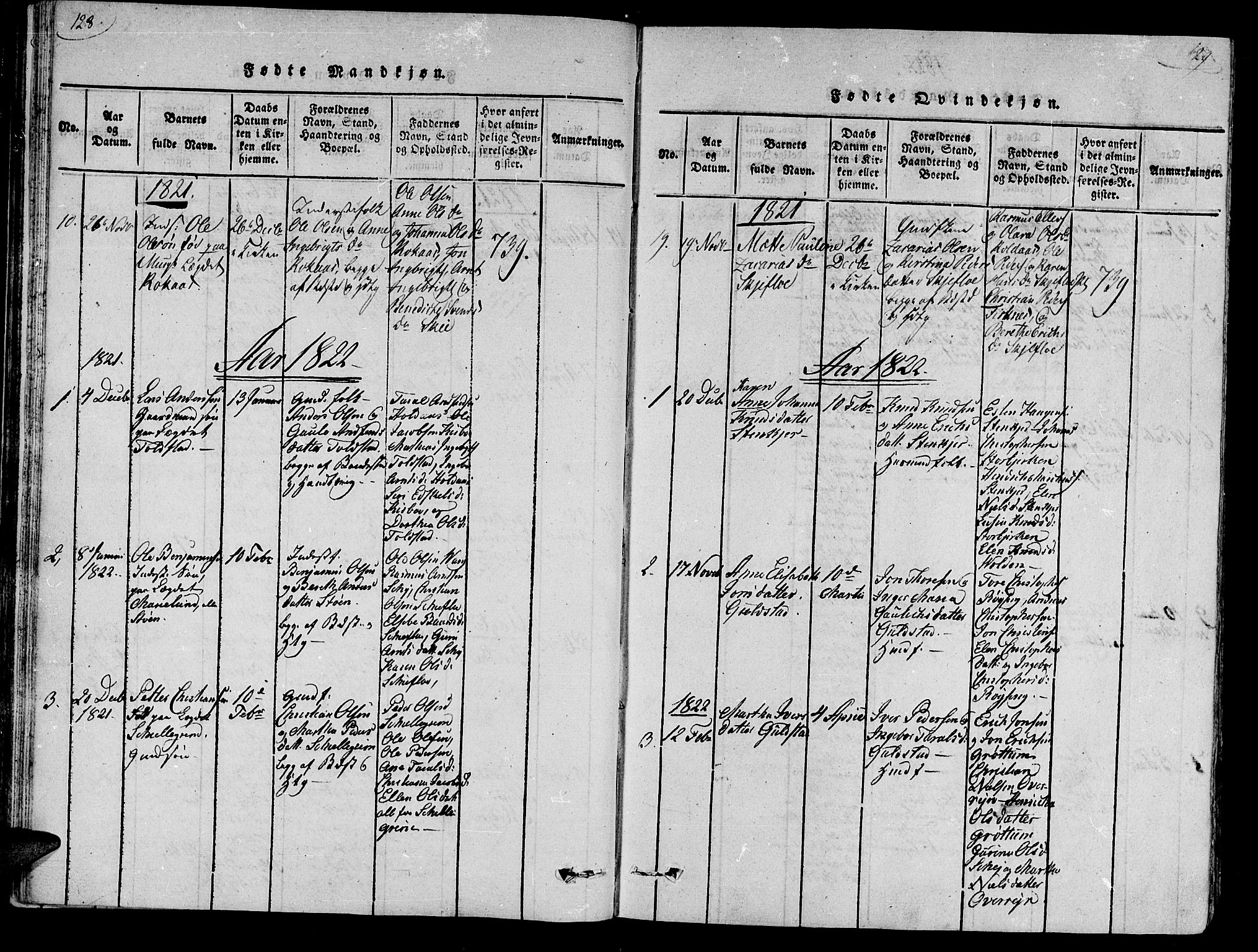 Ministerialprotokoller, klokkerbøker og fødselsregistre - Nord-Trøndelag, SAT/A-1458/735/L0333: Parish register (official) no. 735A04 /2, 1816-1825, p. 128-129