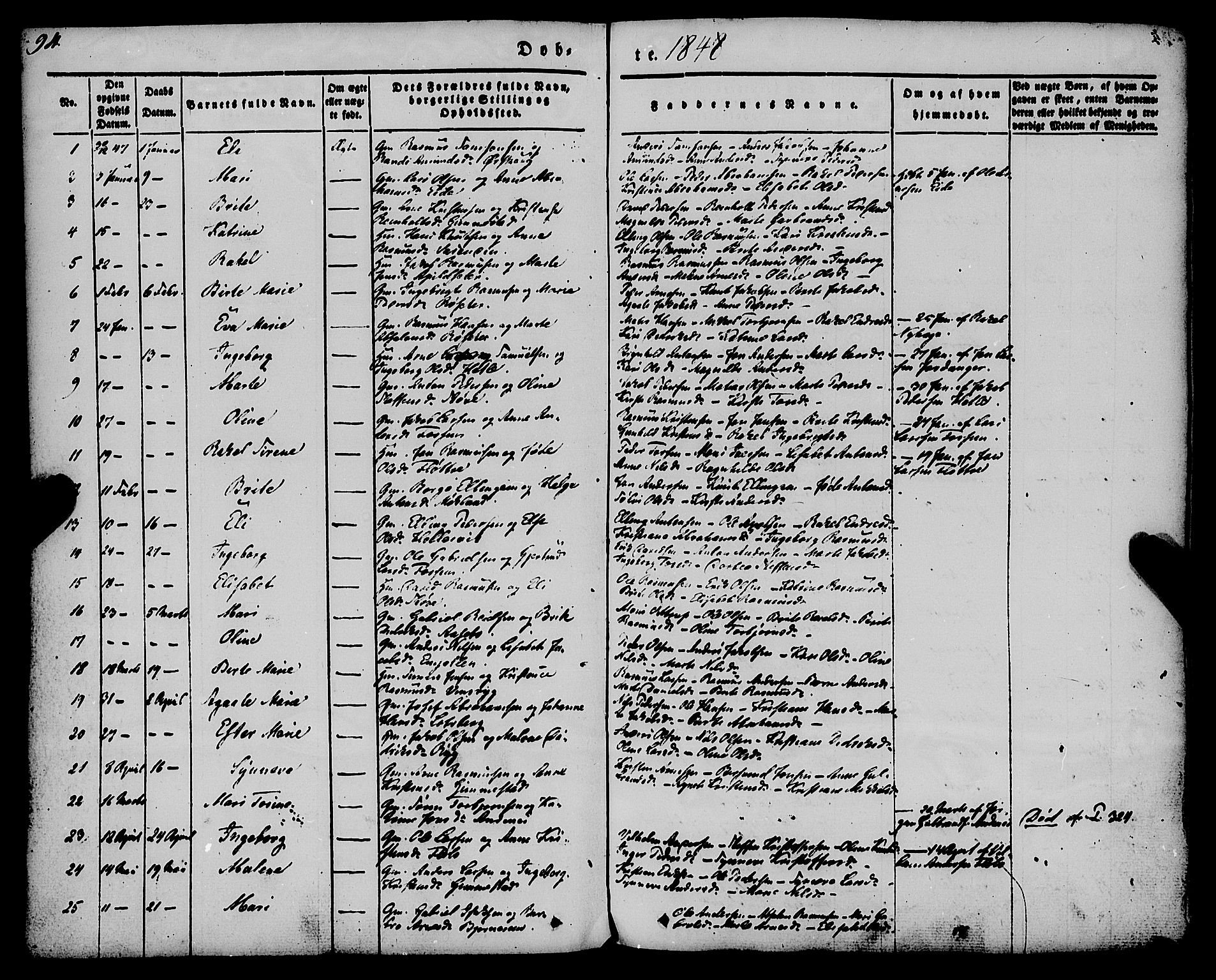 Gloppen sokneprestembete, AV/SAB-A-80101/H/Haa/Haaa/L0008: Parish register (official) no. A 8, 1837-1855, p. 94